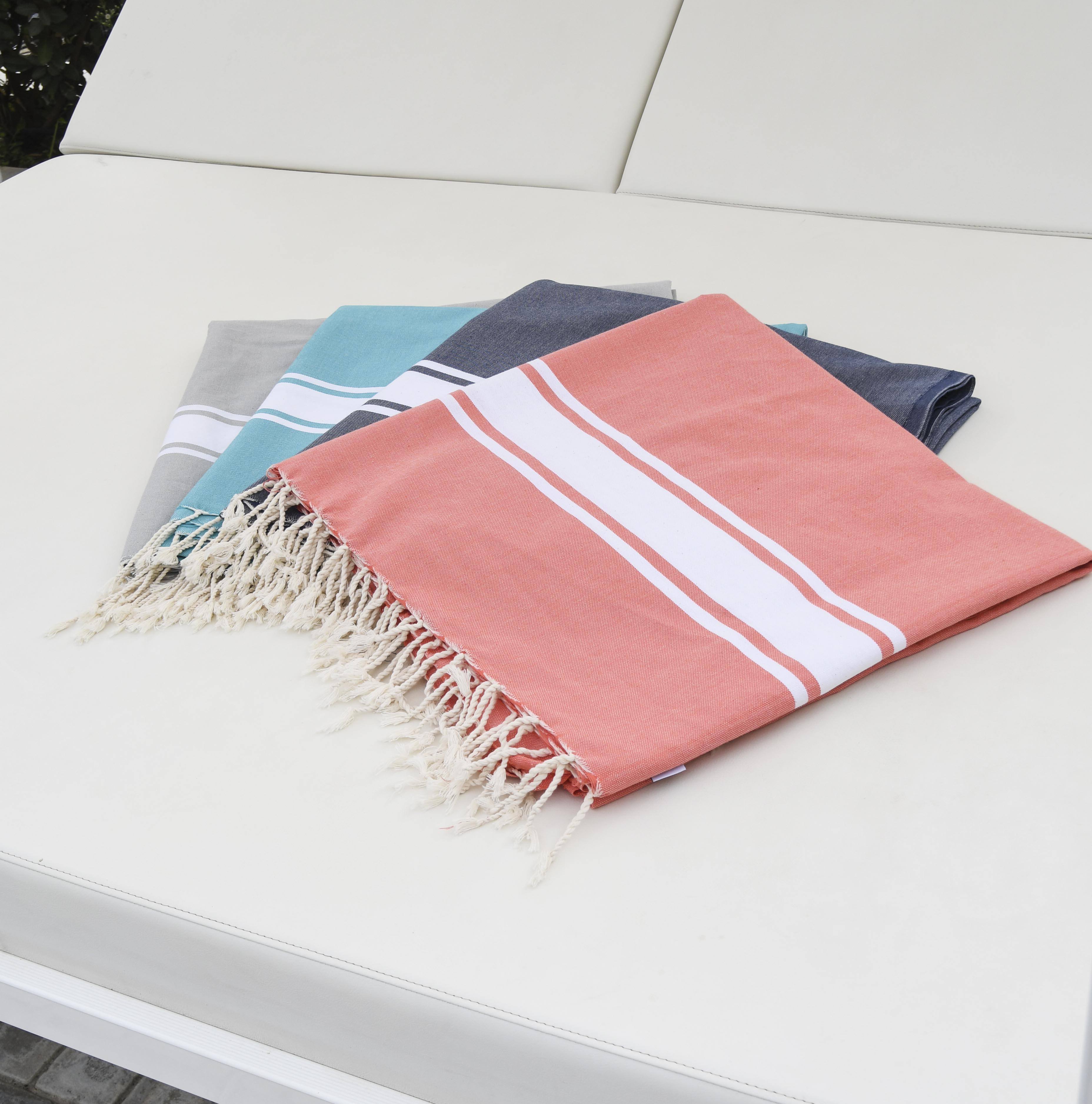 Fouta Xxl St Tropez - Orange Corail - Coton - Image 6