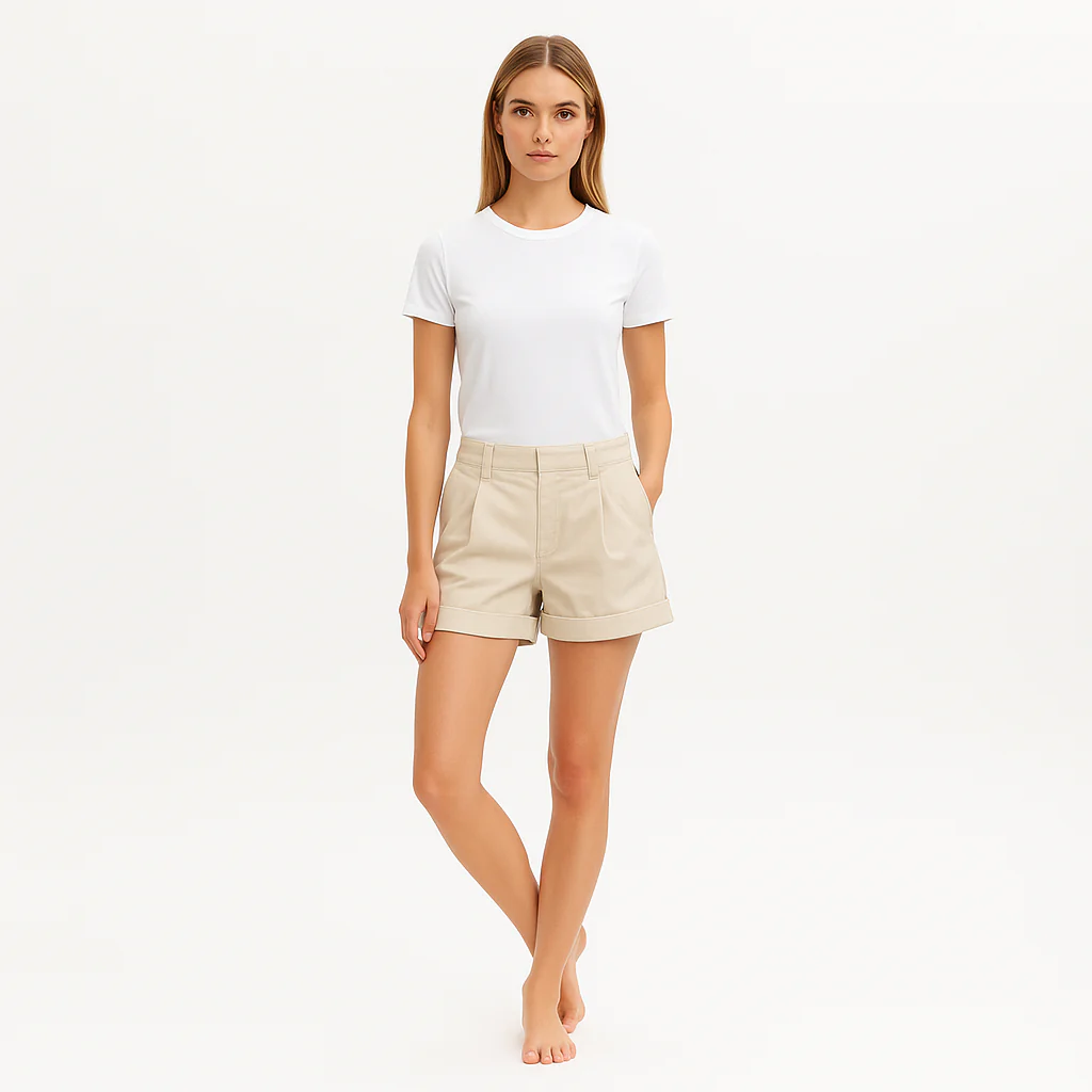 Short Fluid Twill Rolled - Flax