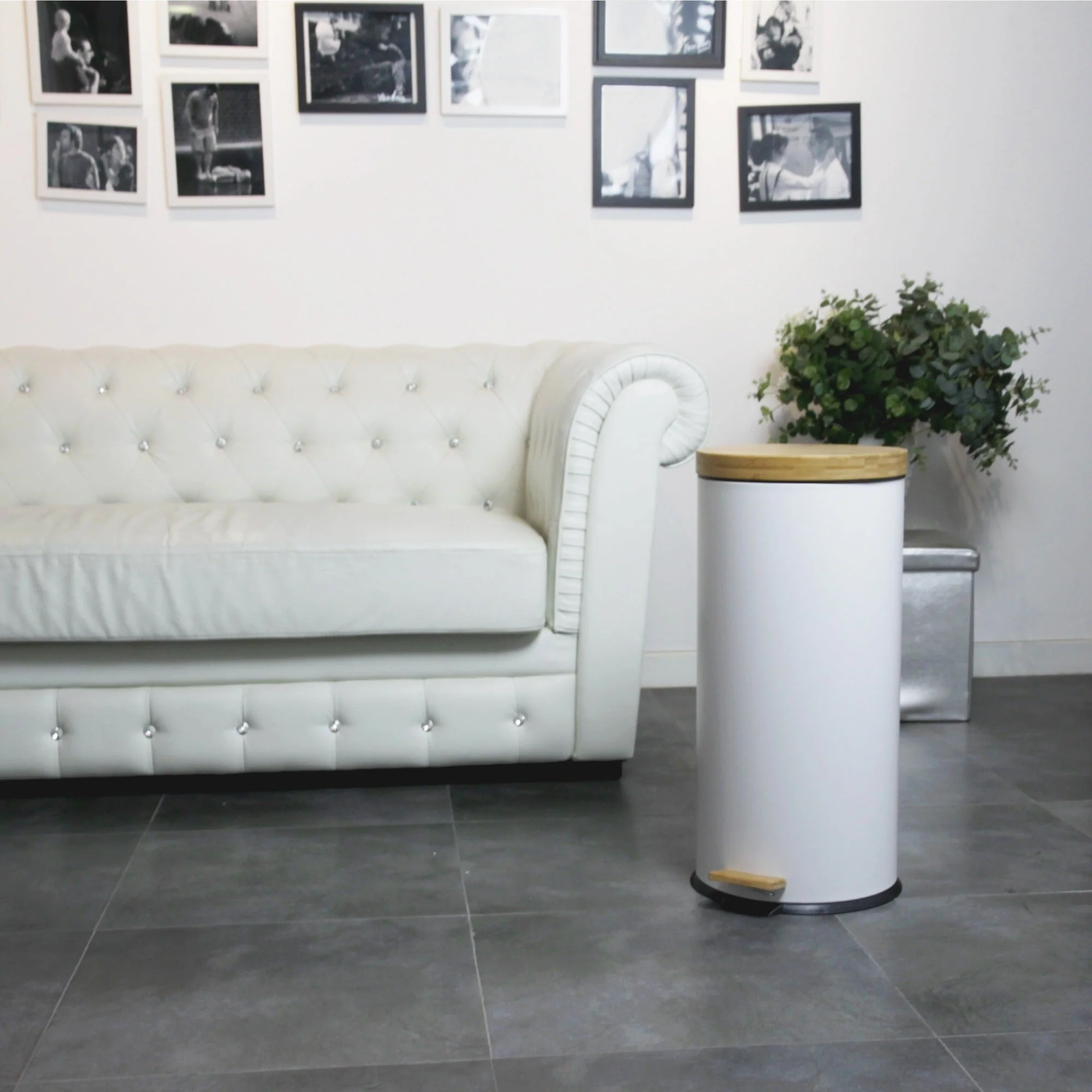 Poubelle Pedale Forest 30L - Blanc - Image 4