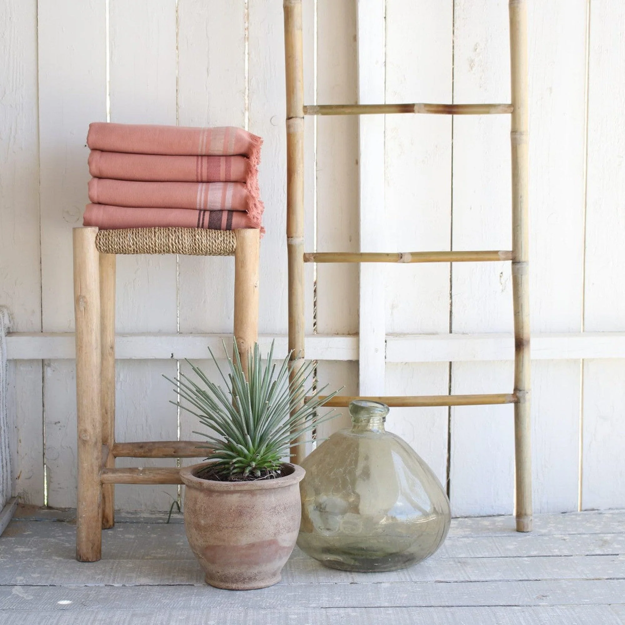 Fouta Éponge Faro - Rose Argile / Grège - Coton - Image 4