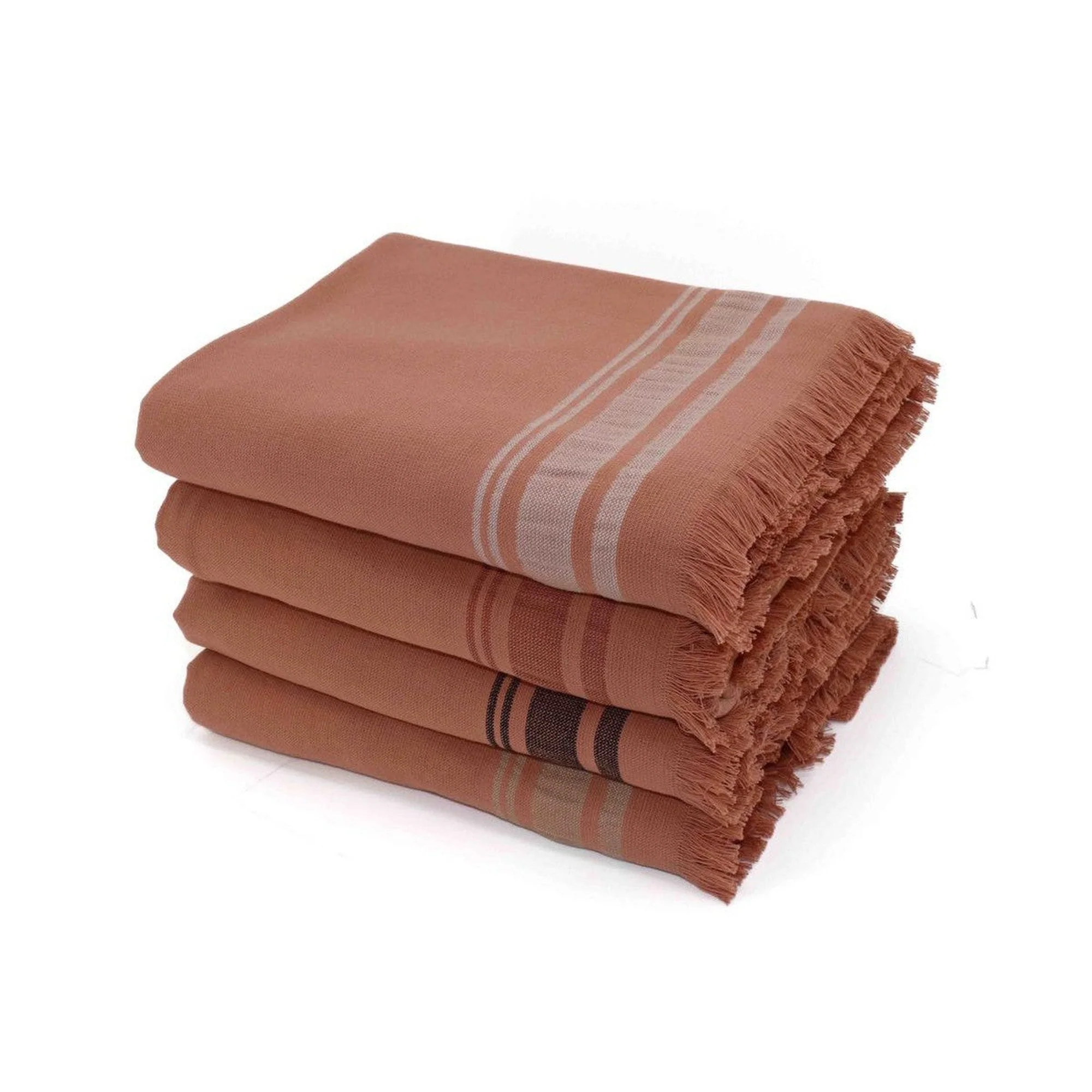 Fouta Éponge Faro - Rose Argile / Grège - Coton - Image 5