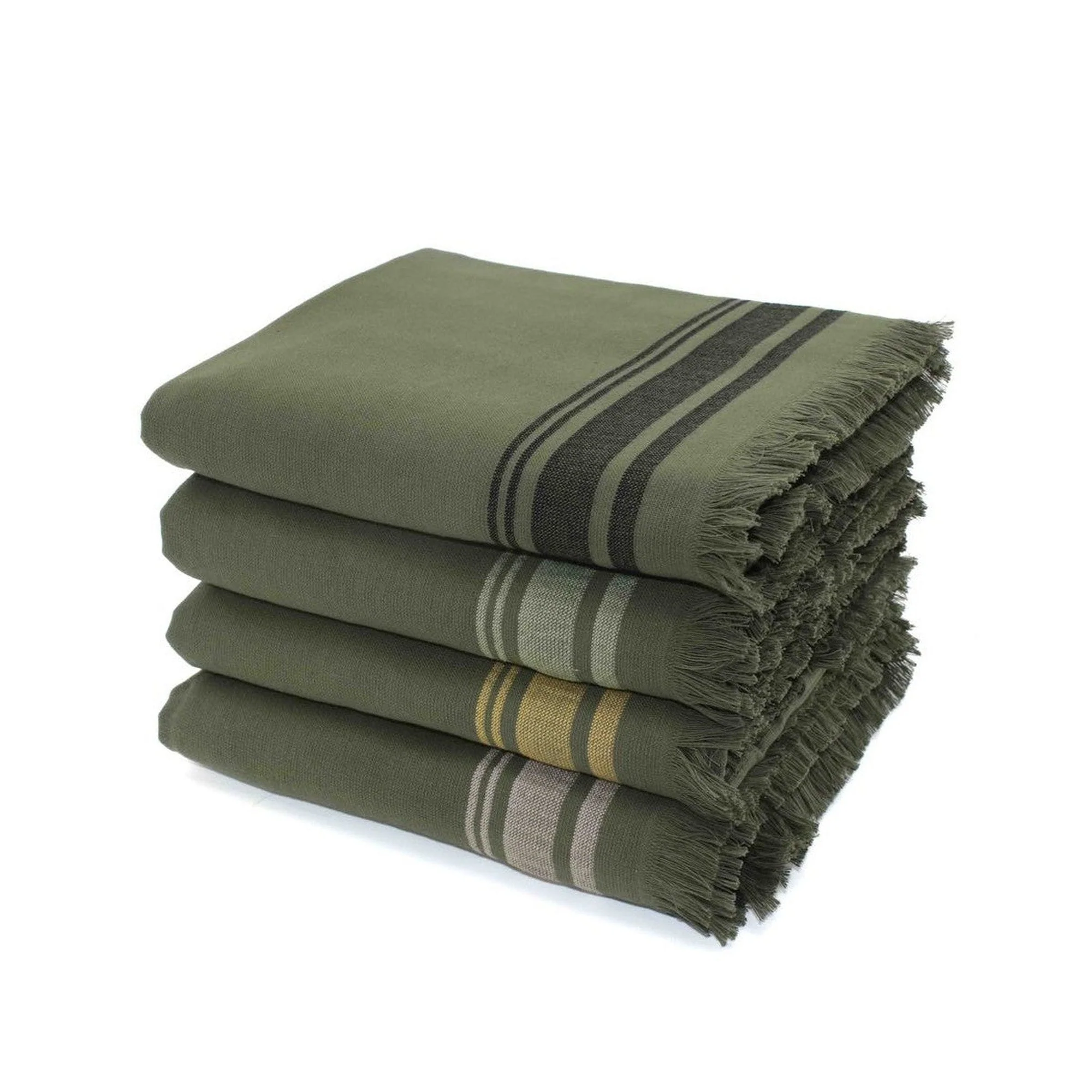 Fouta Éponge Faro - Vert Kaki / Vert D'Eau - Coton - Image 5