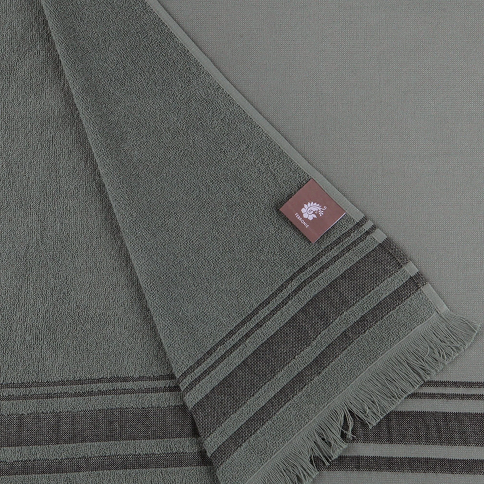 Fouta Éponge Xxl Faro - Vert Céladon / Noir - Coton - Image 3