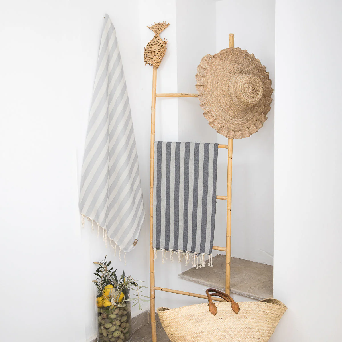 Fouta Jacquard Capri - Gris Moyen - Coton - Image 3
