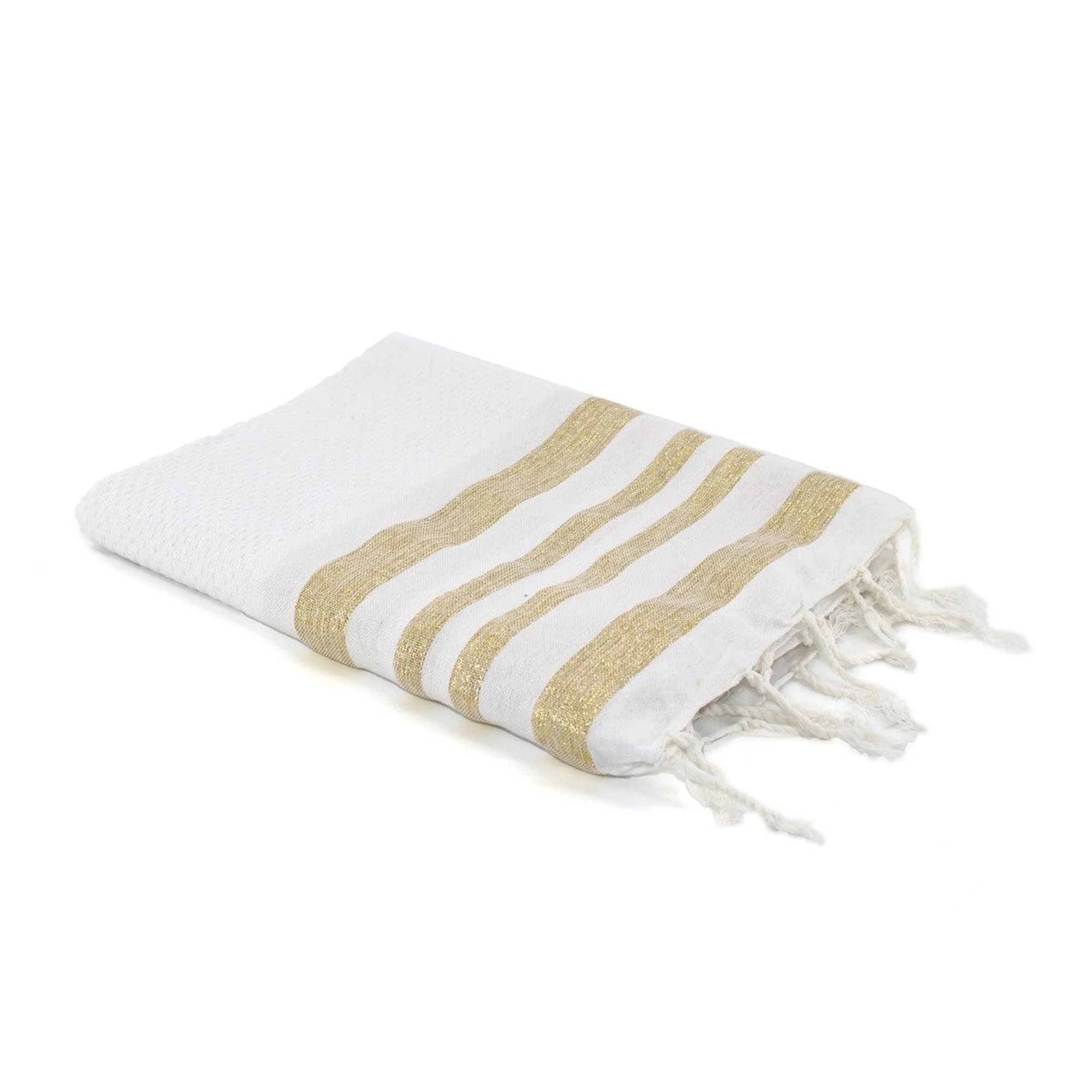 Fouta Nid D'Abeille Hamptons - Blanc / Or - Coton