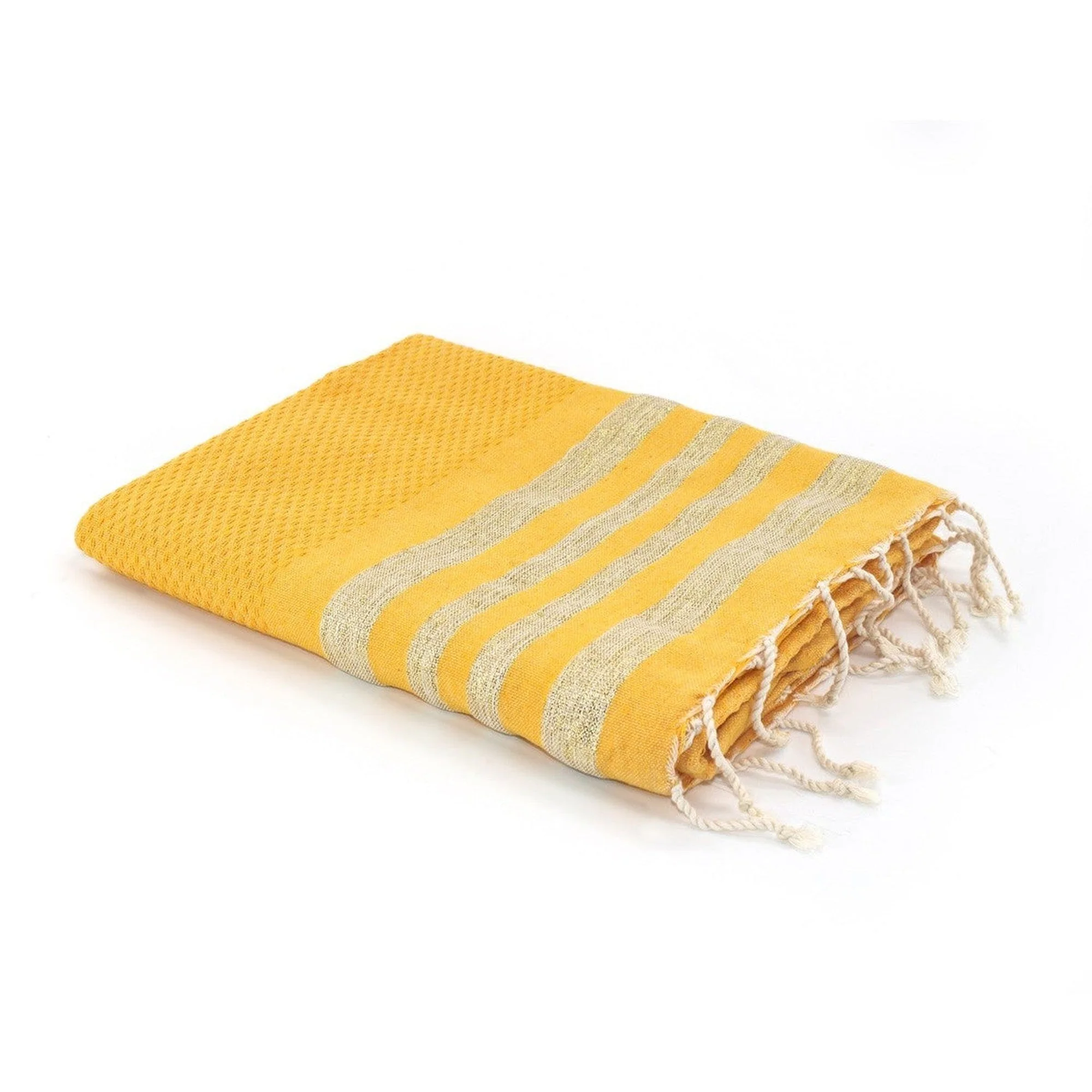 Fouta Nid D'Abeille Hamptons - Jaune Safran / Or - Coton