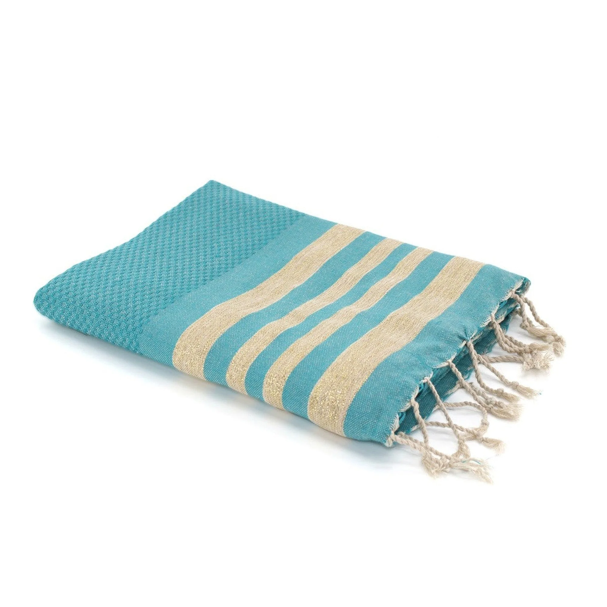 Fouta Nid D'Abeille Hamptons - Vert Canard / Or - Coton