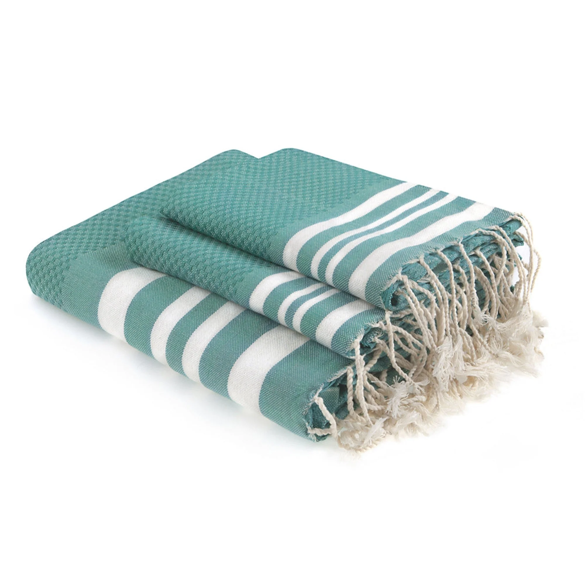 Foutas De Bain (1+2) Hamptons - Vert Canard / Blanc - Coton