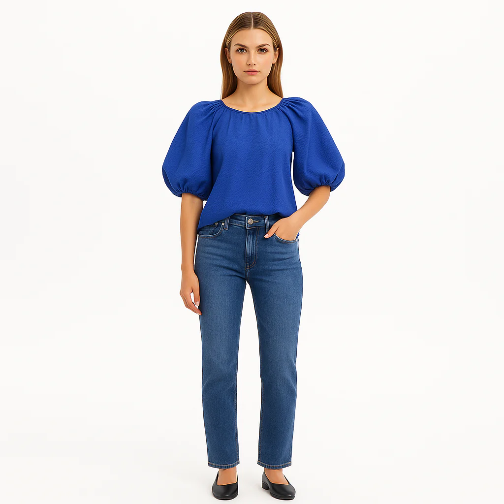 Top Gathered Seam - Cornflower Blue