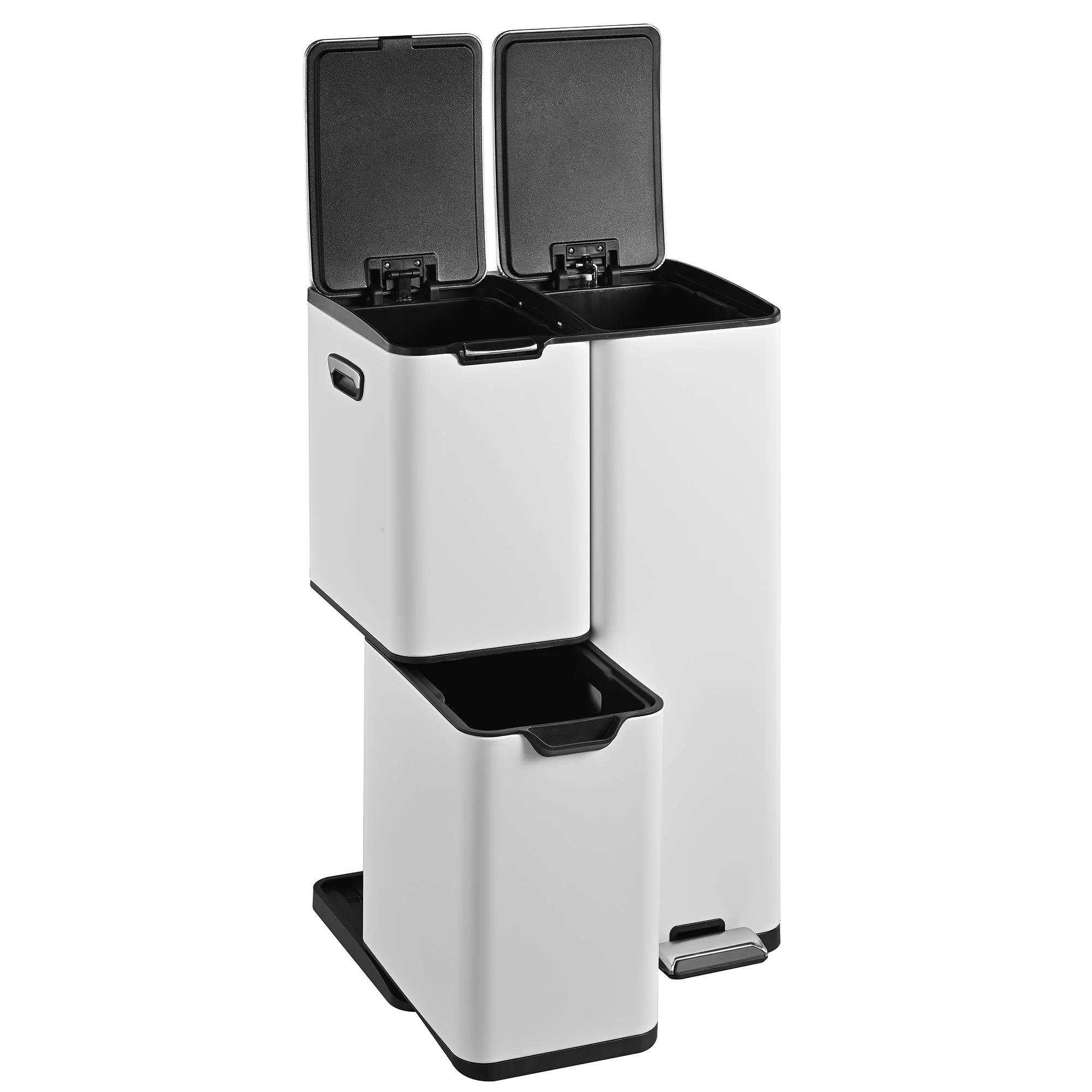 Poubelle Pédale Tri Sélectif Haja Blanc 60L - Image 4