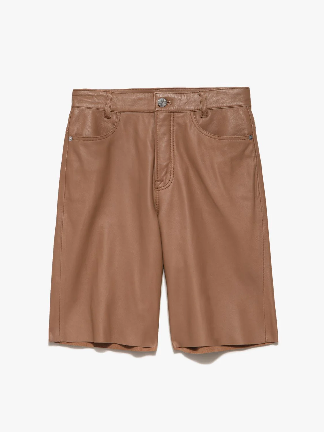 Short High Rise Leather - Latte - Image 2