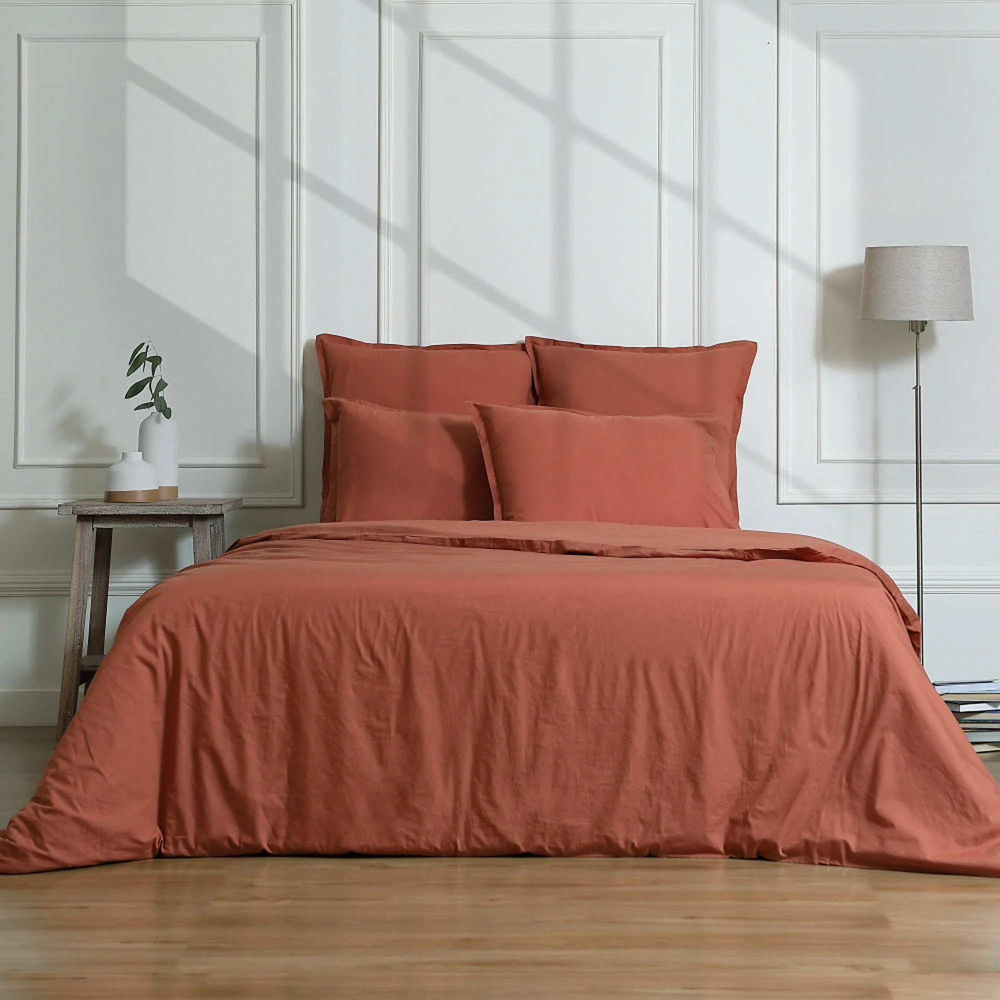 Housse De Couette Nina - Rouge Toscane - Percale De Coton - Image 2