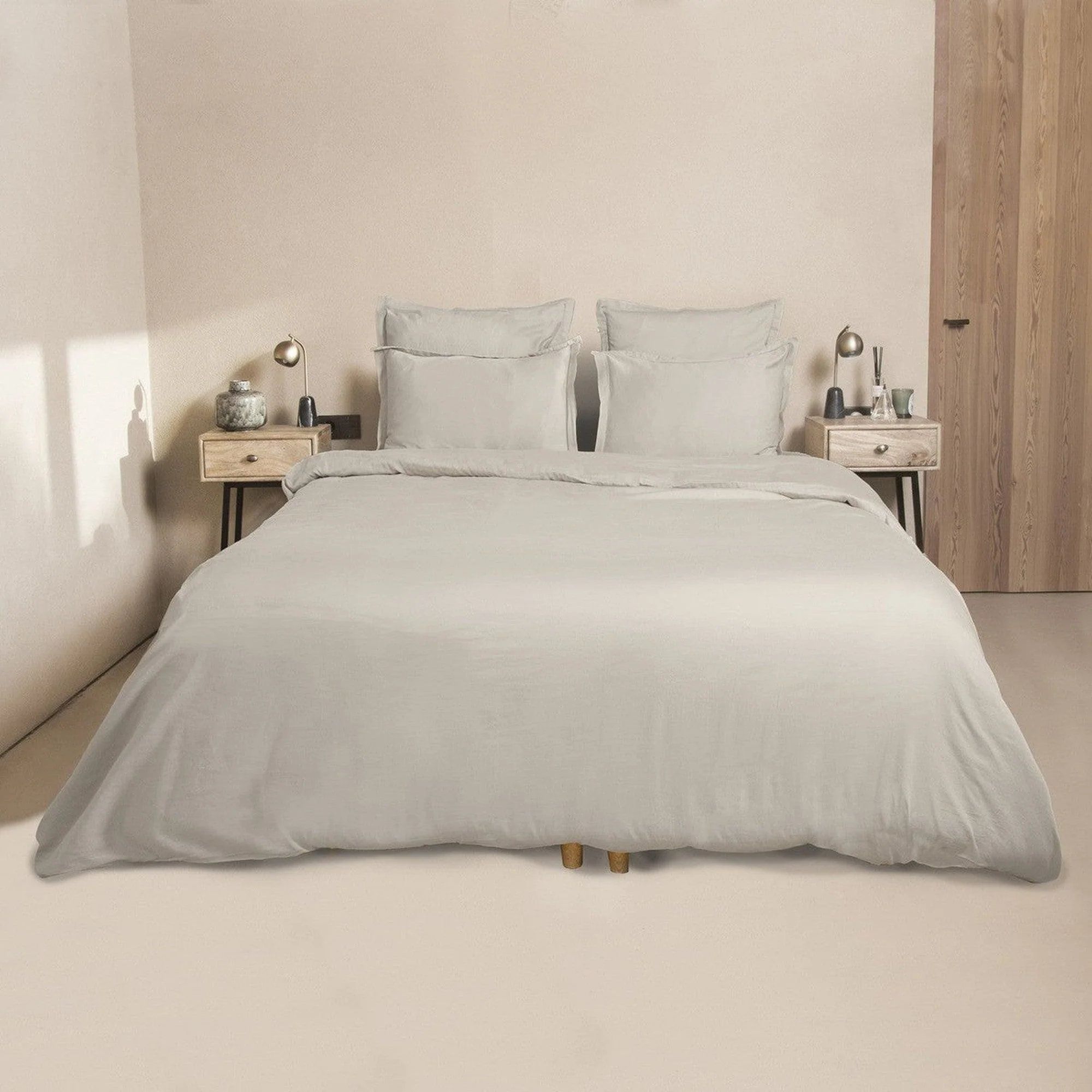 Housse De Couette Julia - Gris Perle - Satin De Coton - Image 3