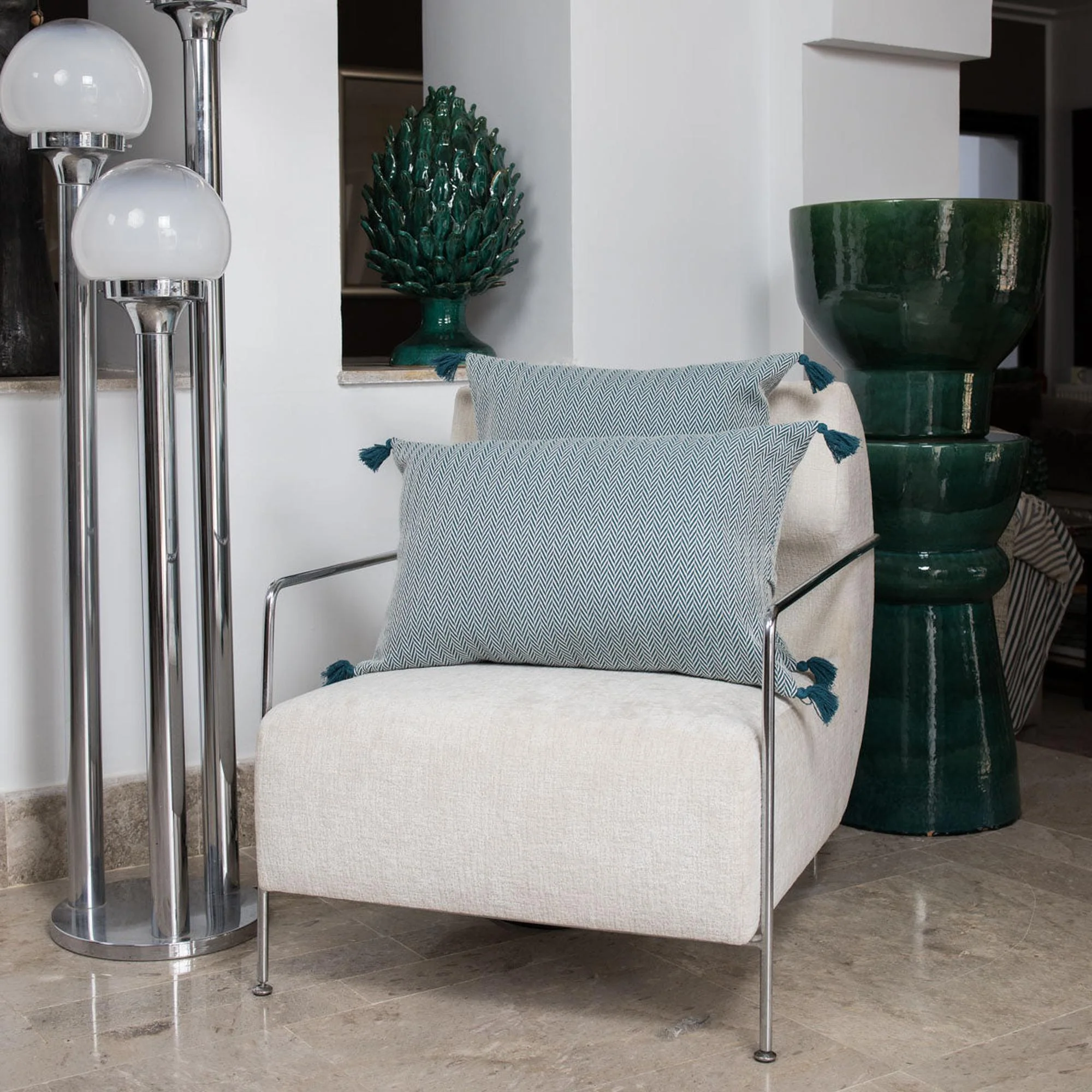 Housse De Coussin Megeve - Bleu Pétrole - Coton - Image 5