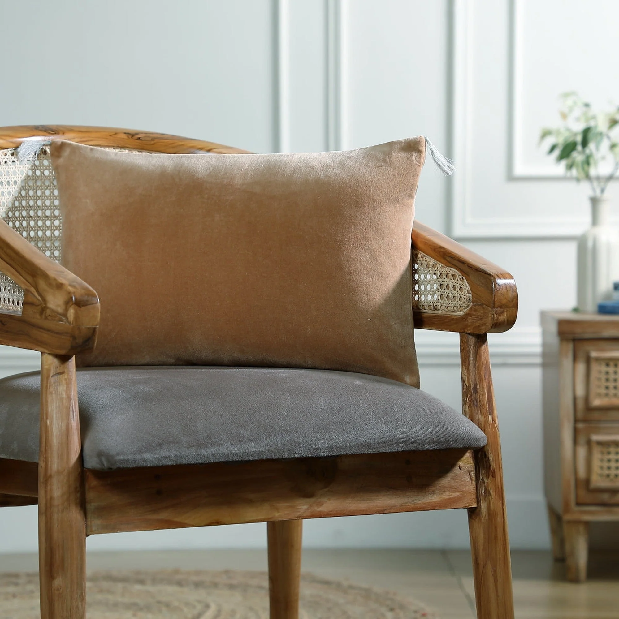 Housse De Coussin Danube - Camel - Velours De Coton - Image 3