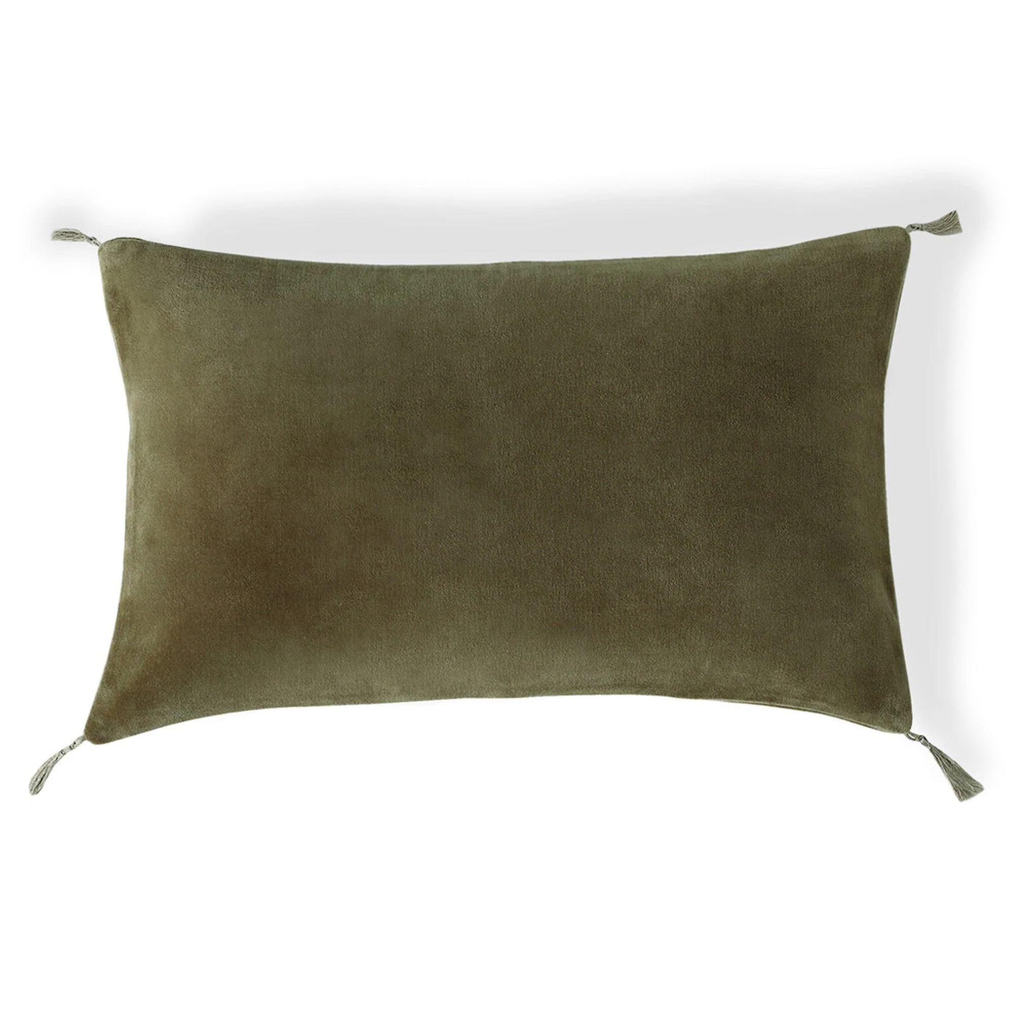 Housse De Coussin Danube - Vert Kaki - Velours De Coton - Image 2