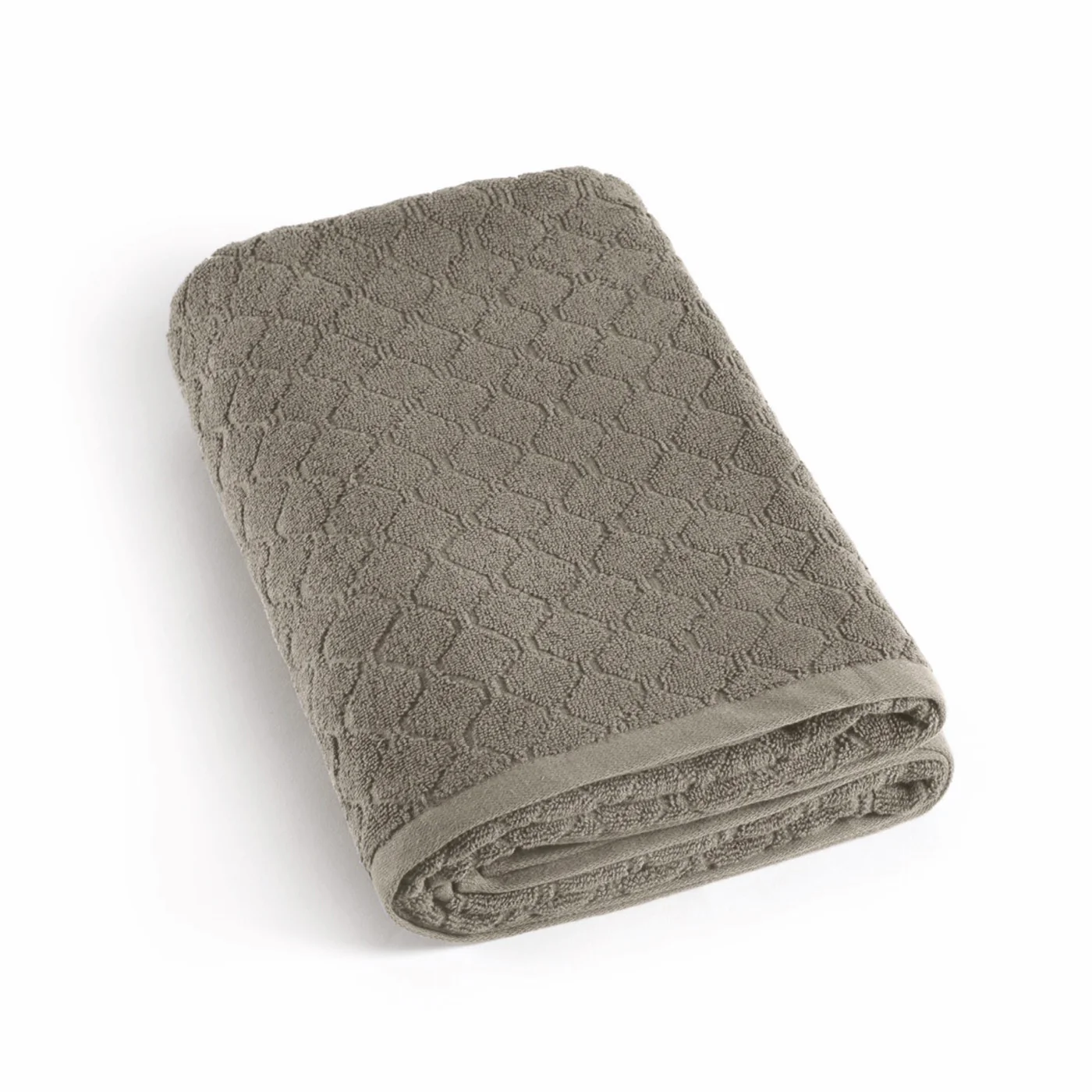 Drap De Bain Coton Peigné Jacquard - Uni - Brun - Image 2