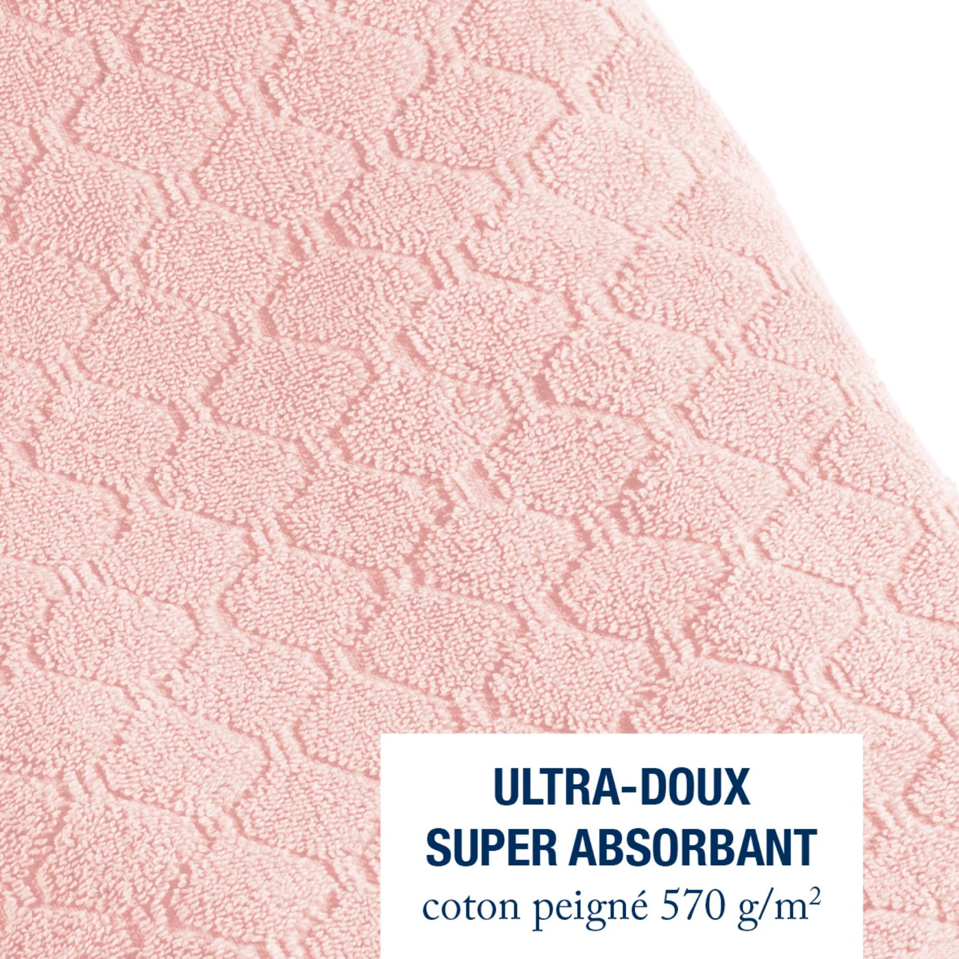 Drap De Bain Coton Peigné Jacquard - Uni - Rose Saumon - Image 4
