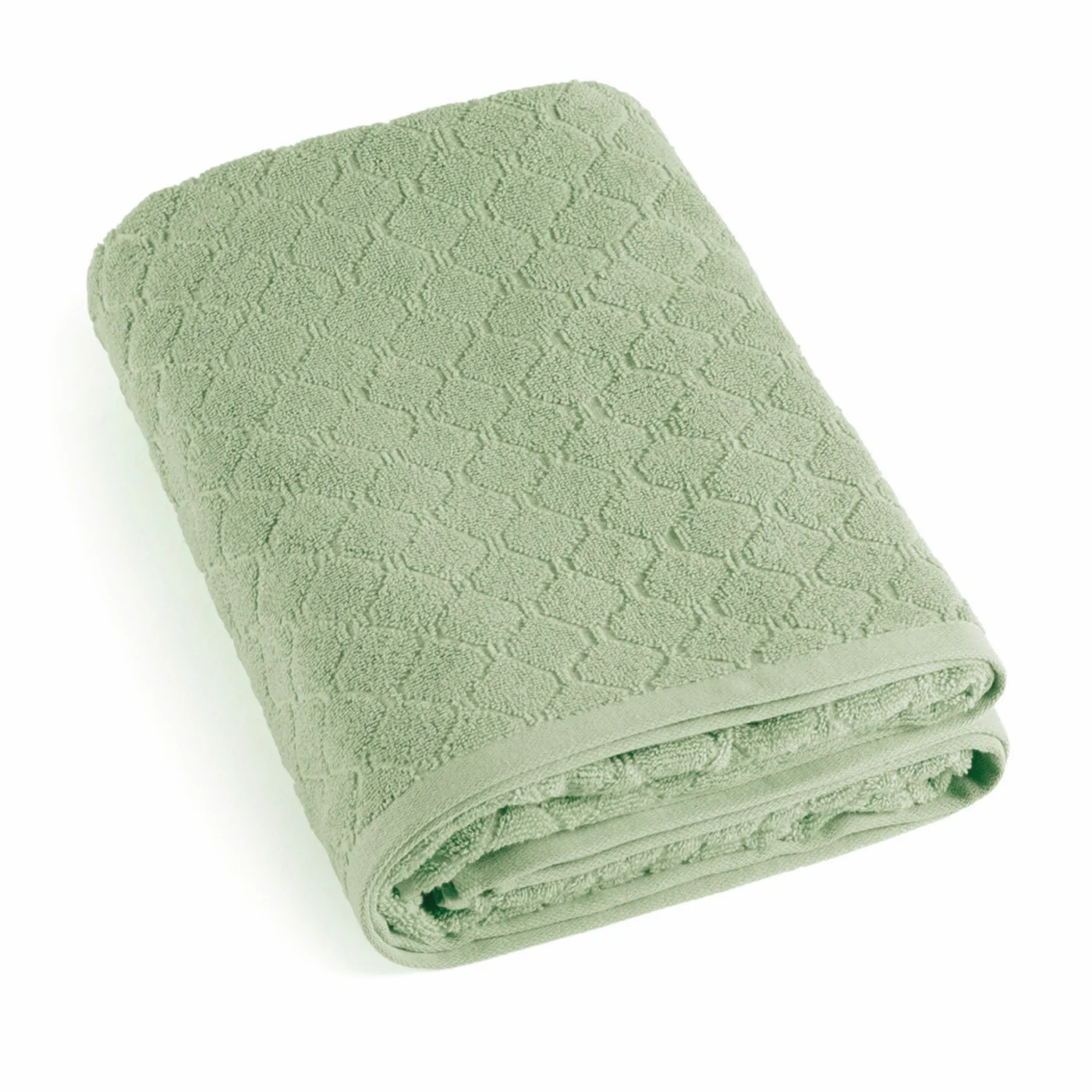 Drap De Bain Coton Peigné Jacquard - Uni - Vert Amande