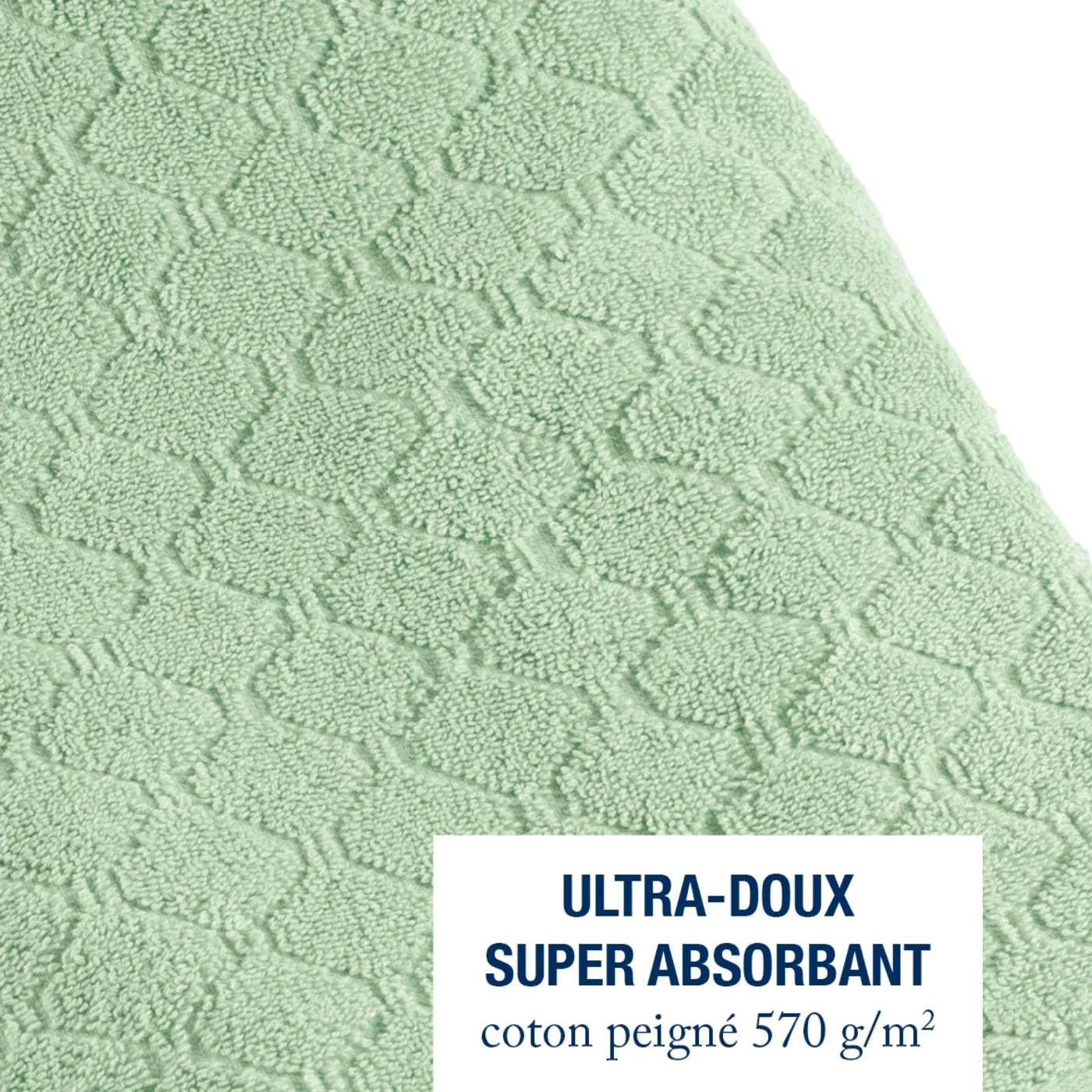 Drap De Bain Coton Peigné Jacquard - Uni - Vert Prairie - Image 4