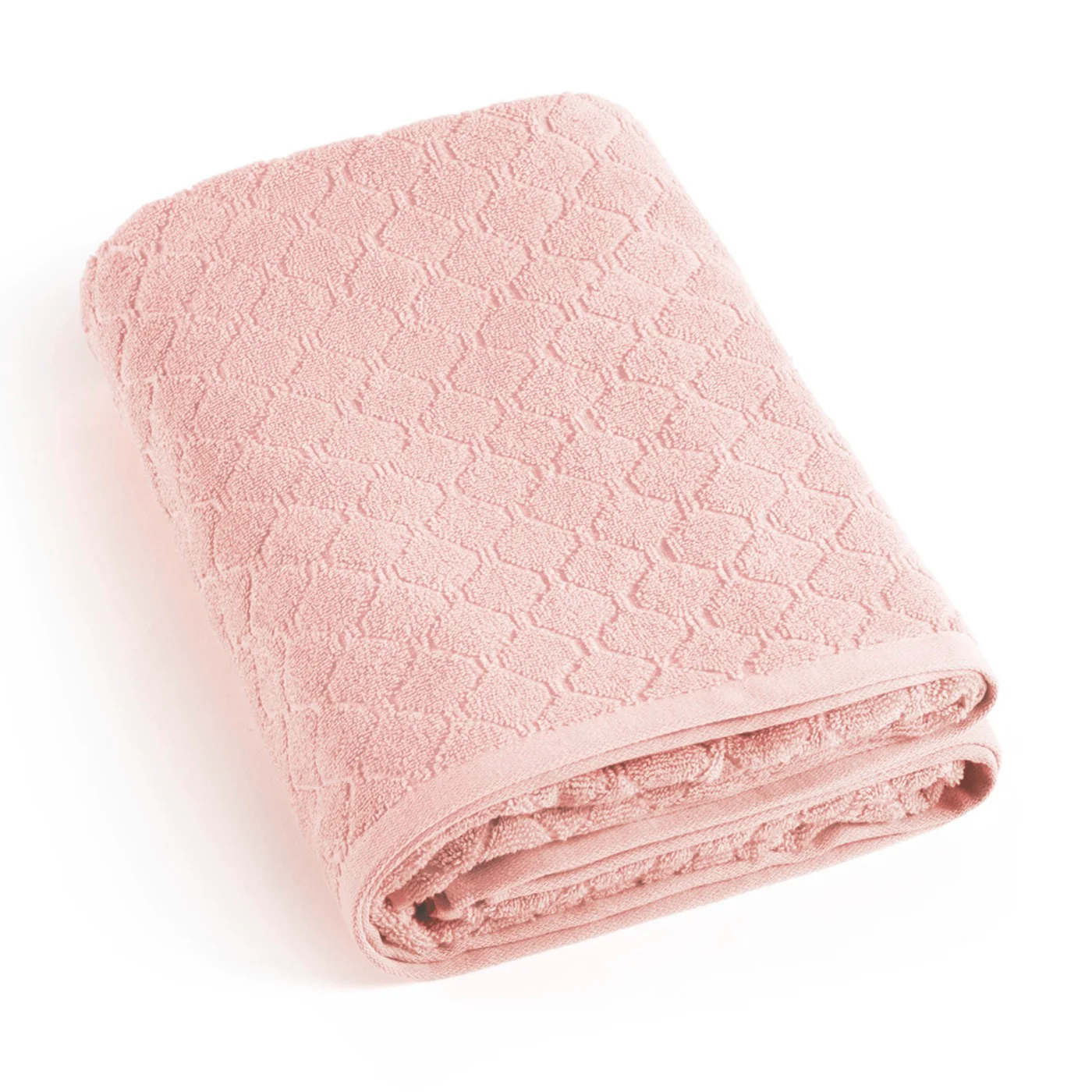 Maxi Drap De Bain Jacquard Tissé - Rose Saumon