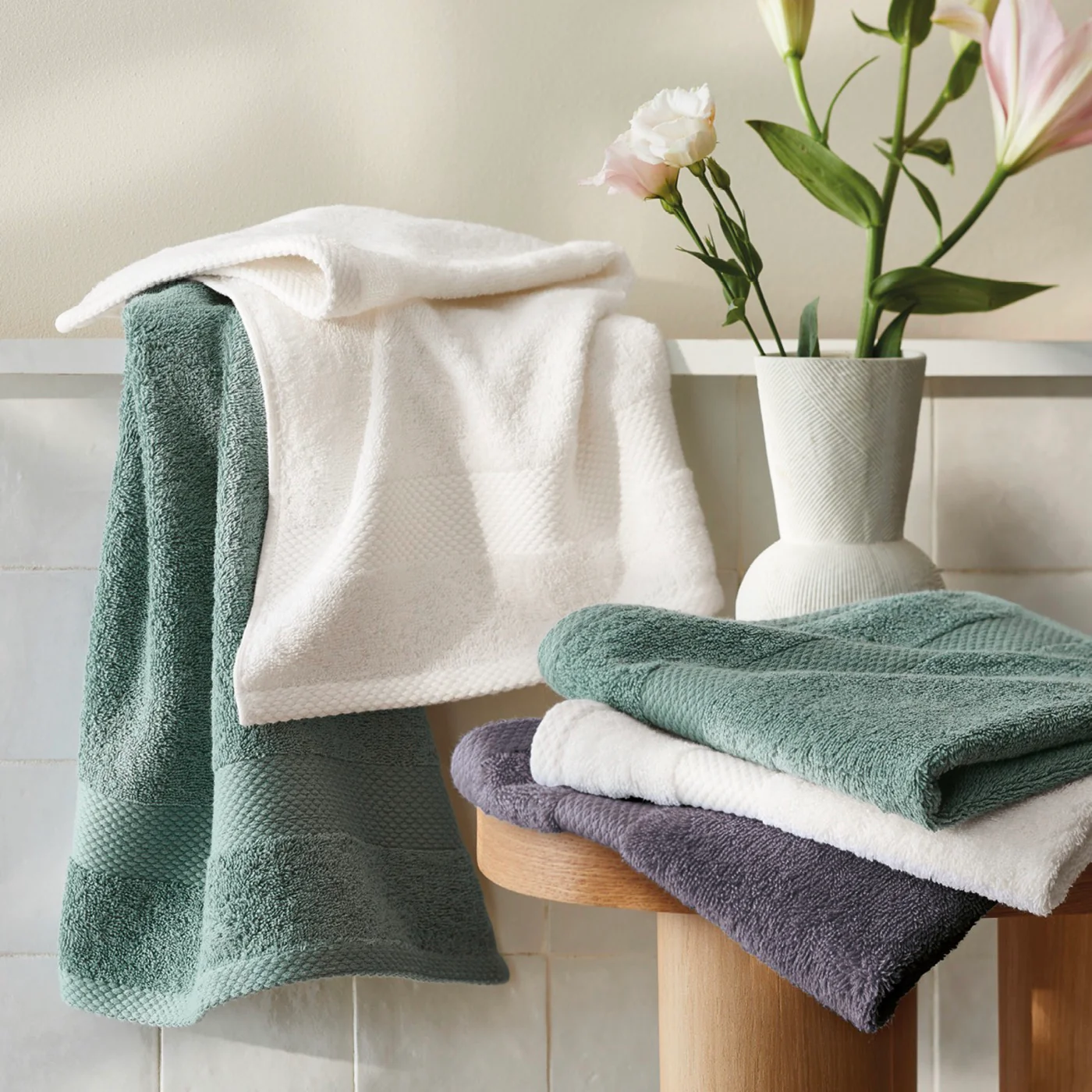Set De 2 Essuie-Mains - Vert Bouteille - Image 4