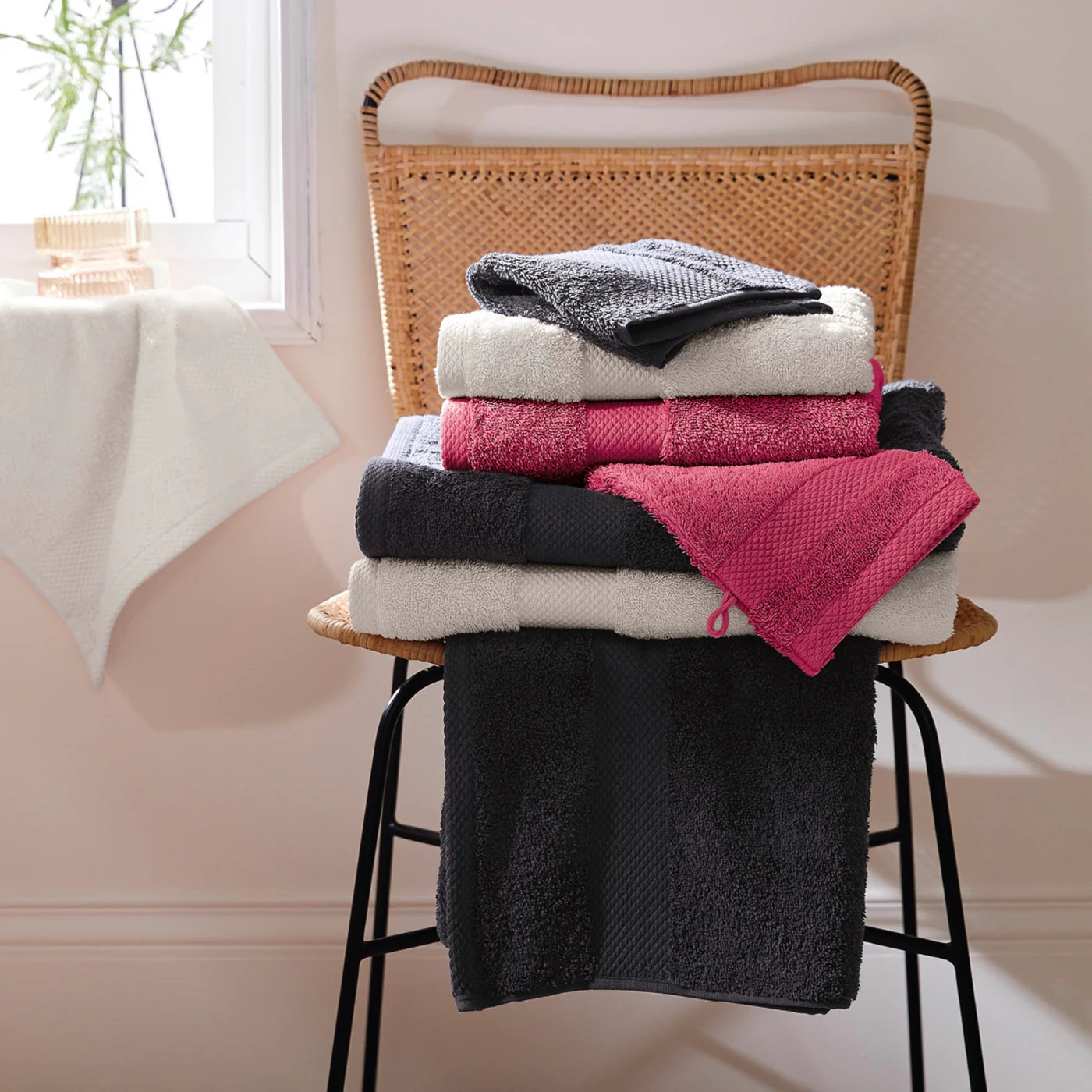 Set De 2 Serviettes Et 2 Draps De Bain - Gris Foncé - Image 2