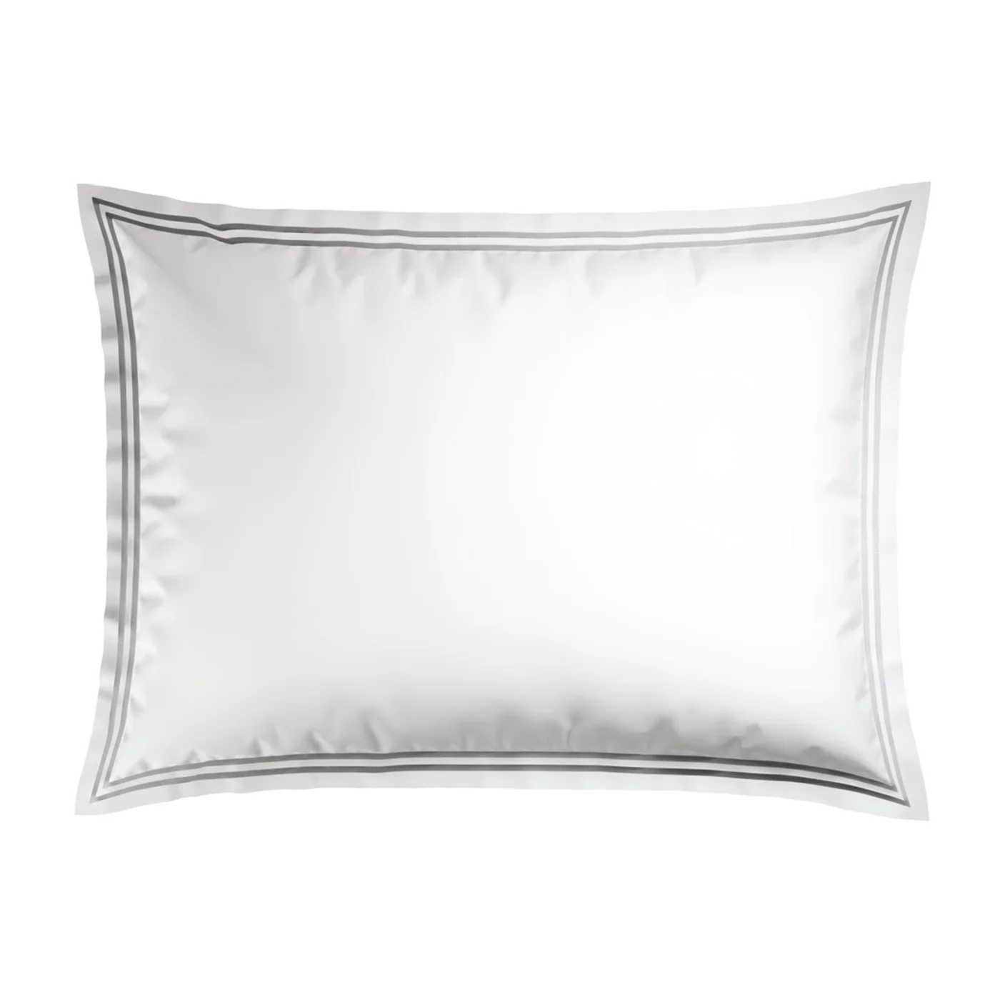 Set De 2 Taies D'Oreiller Satin De Coton - Antibes - Gris / Blanc
