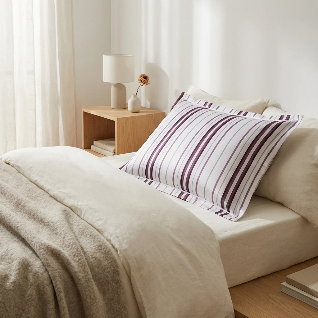 Set De 2 Taies D'Oreiller Satin De Coton - Elsa - Mauve / Blanc