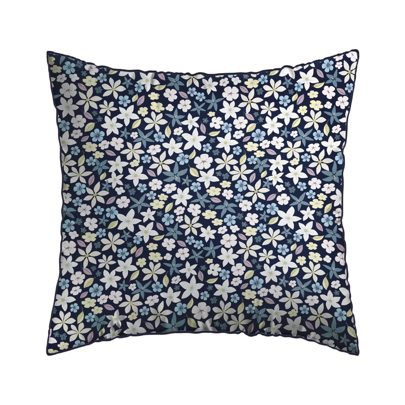 Set De 2 Taies D'Oreiller Satin De Coton - Etoile De Printemps - Bleu - Image 2