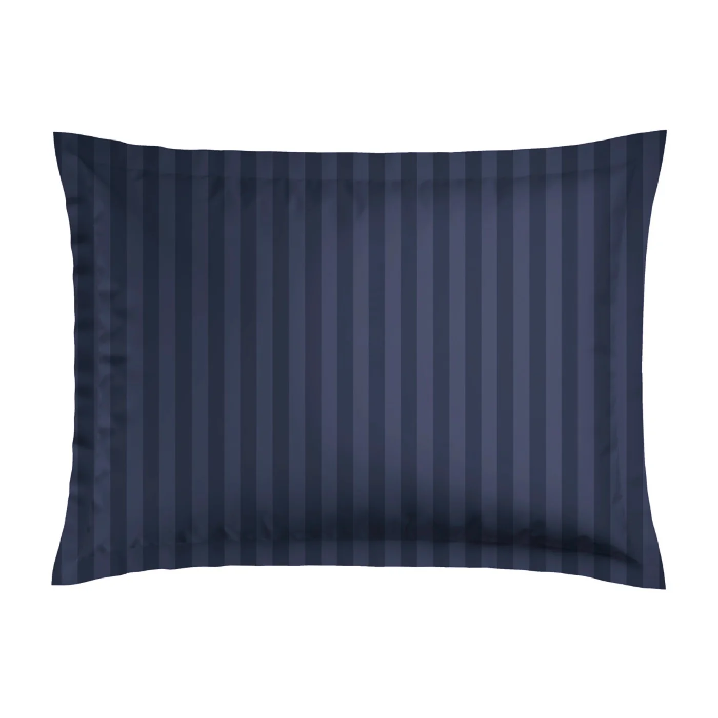 Set De 2 Taies D'Oreiller Satin De Coton Rayure Tissé Dobby - Jacquard - Bleu Foncé