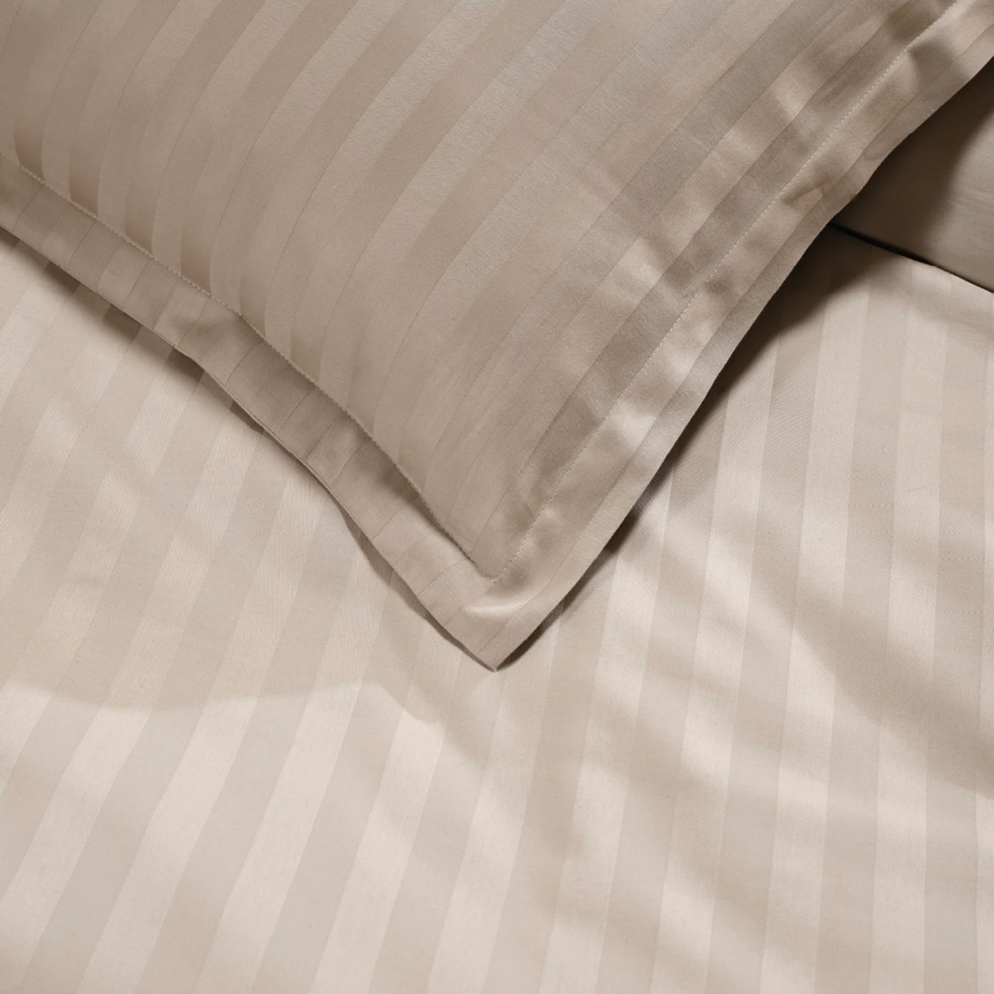 Set De 2 Taies D'Oreiller Satin De Coton Rayure Tissé Dobby - Jacquard - Taupe - Image 6