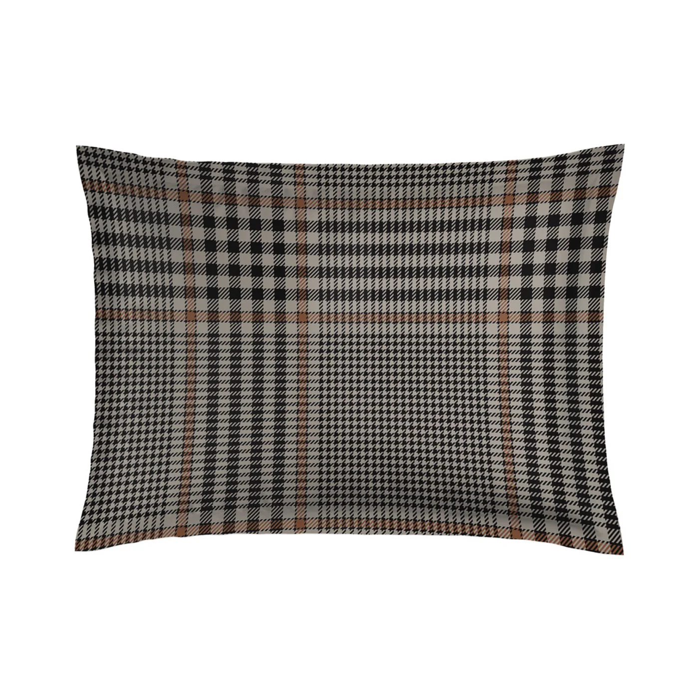 Taie D'Oreiller Satin De Coton - Prince De Galles - Taupe 01