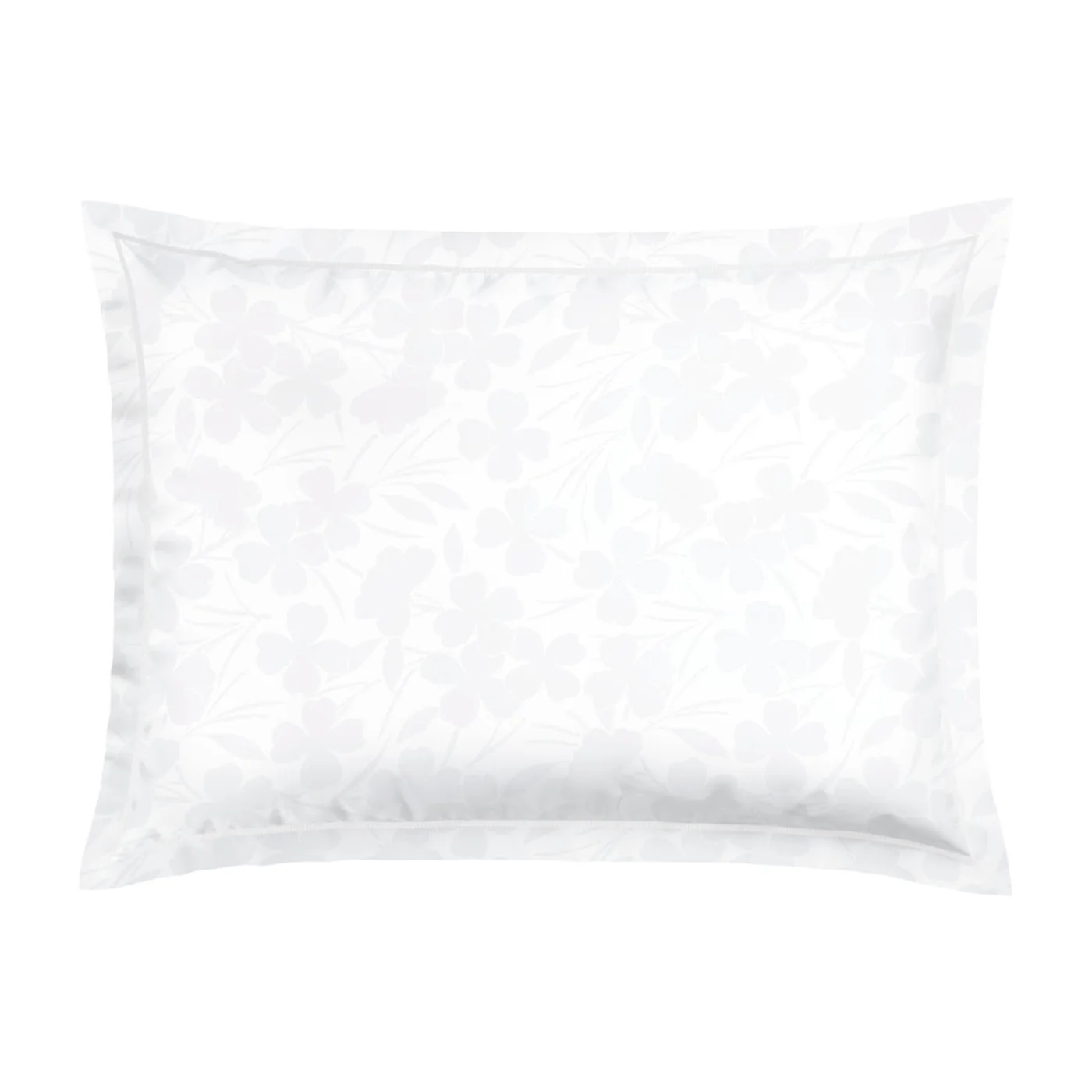 Taie D'Oreiller Satin De Coton Tissé Jacquard - Cresson De Fontaine - Blanc