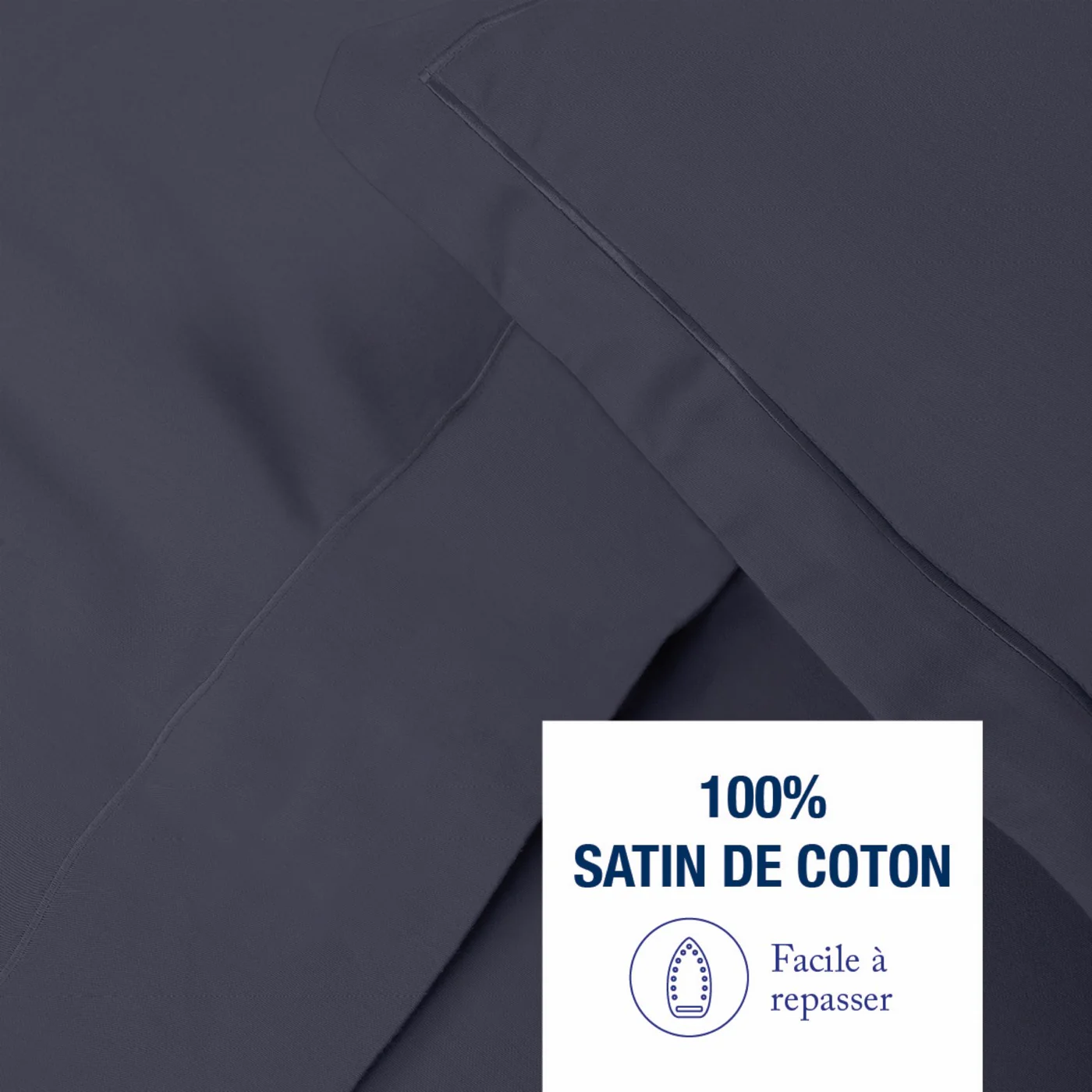 Taie D'Oreiller Satin De Coton - Uni 1 Baratta - Bleu 07 - Image 4