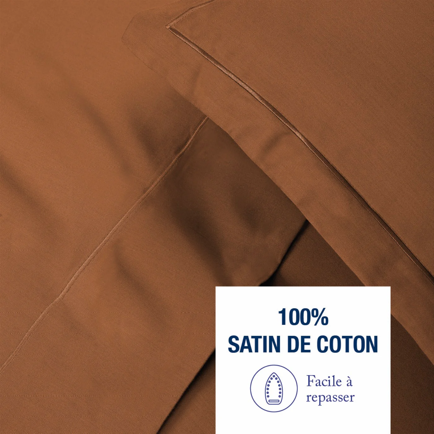 Taie D'Oreiller Satin De Coton - Uni 1 Baratta - Brun 01 - Image 4