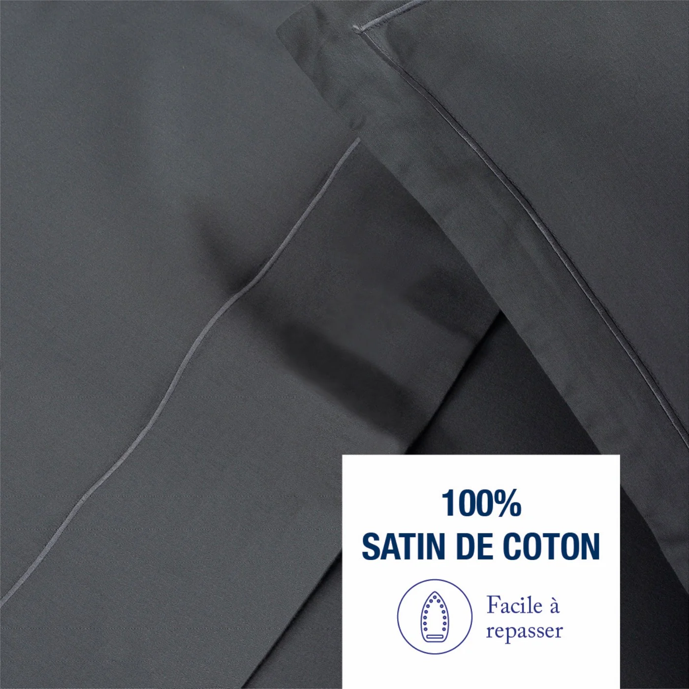 Taie D'Oreiller Satin De Coton - Uni 1 Baratta - Gris 02 - Image 4