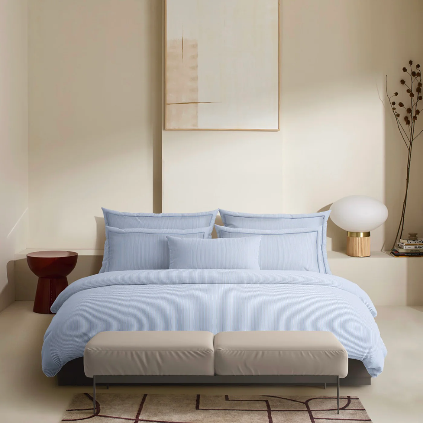 Taie De Traversin Coton Percale - Toulouse - Bleu Clair - Image 5