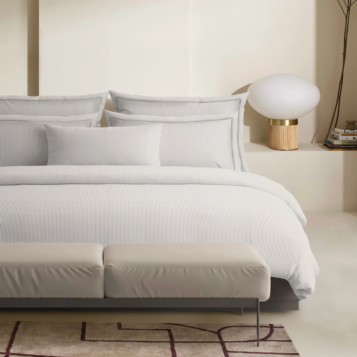 Taie De Traversin Coton Percale - Toulouse - Taupe - Image 3