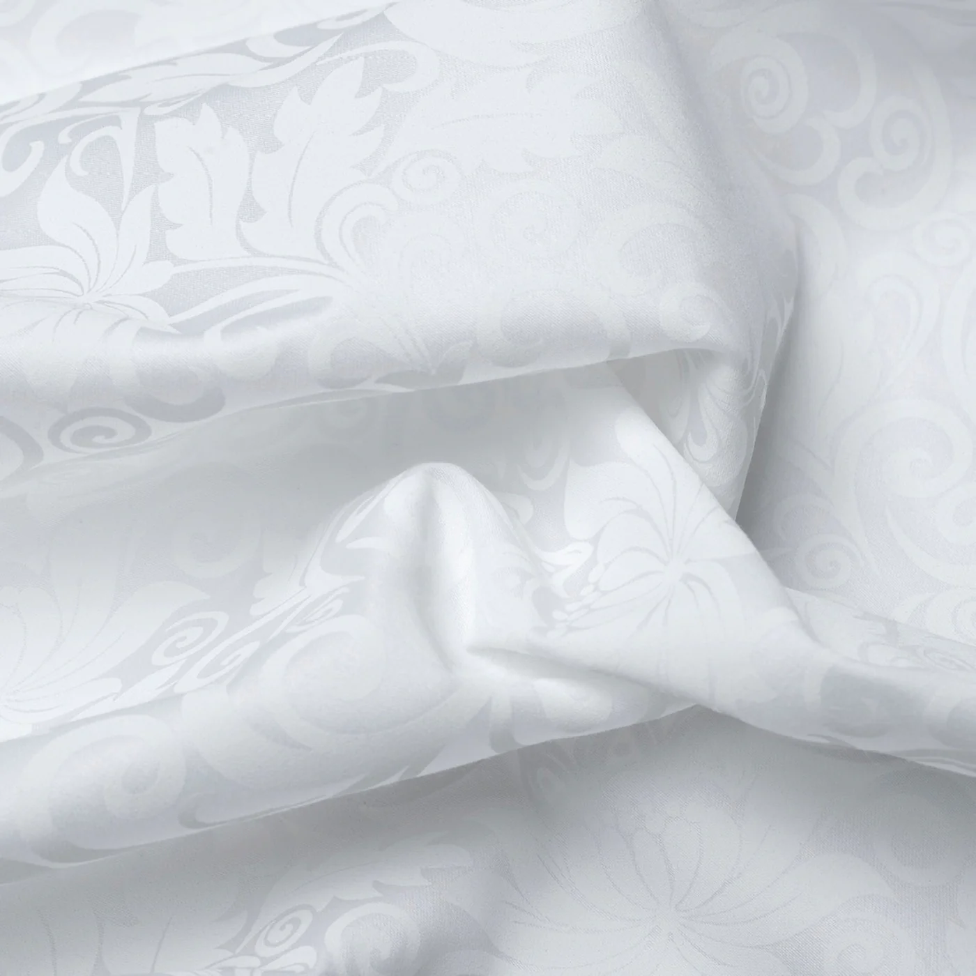 Taie De Traversin Imprimé Jacquard Satin De Coton - Mélodie Impériale - Blanc - Image 4