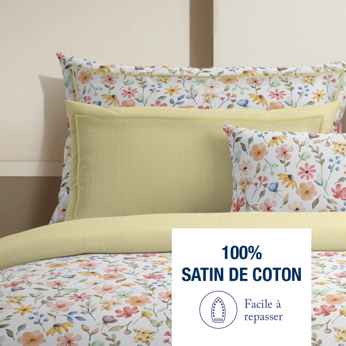 Taie De Traversin Satin De Coton - Lignes Peintes - Jaune - Image 3