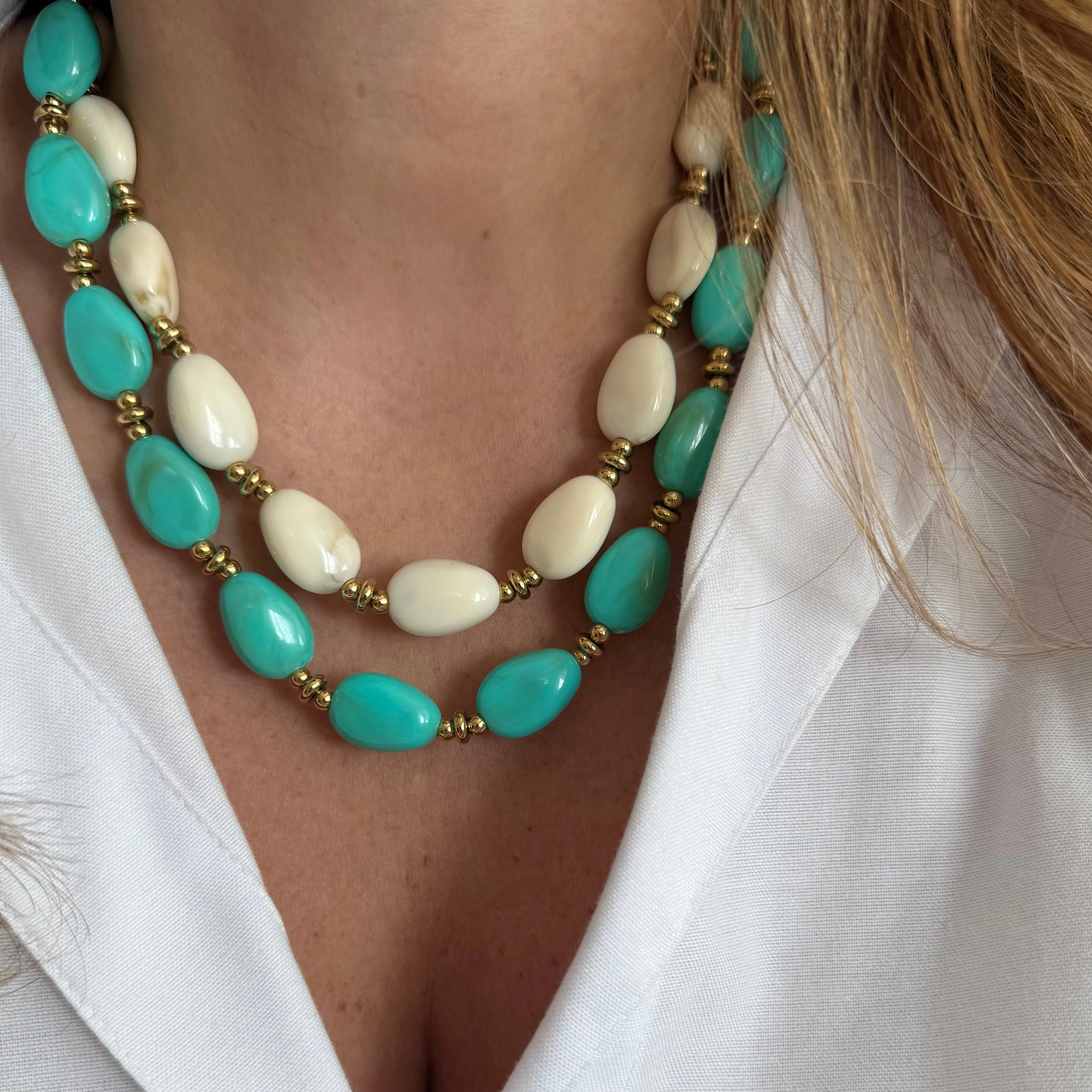Collier Jade - Beige Ou Turquoise