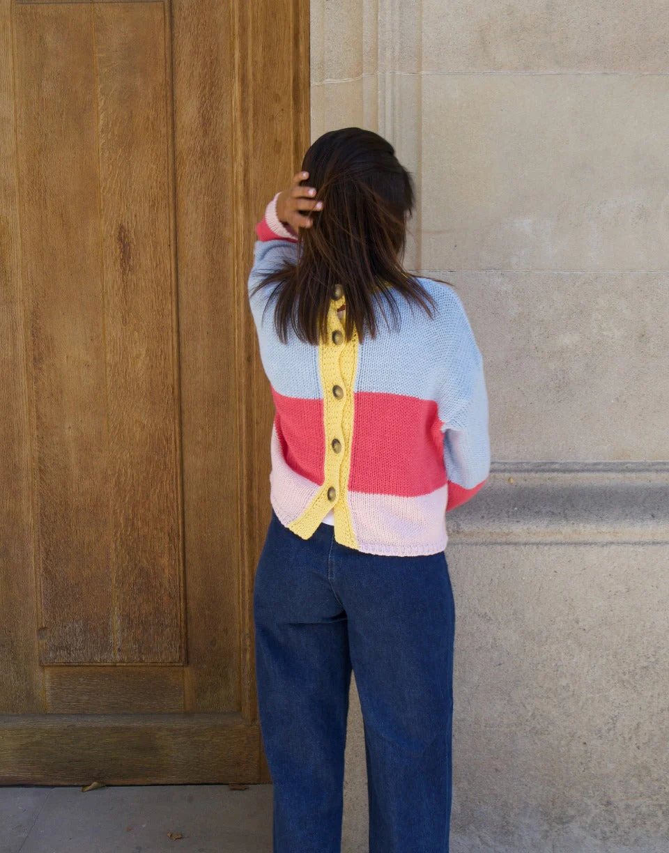 Pull En Coton Bleu Et Rose Jana - Image 8