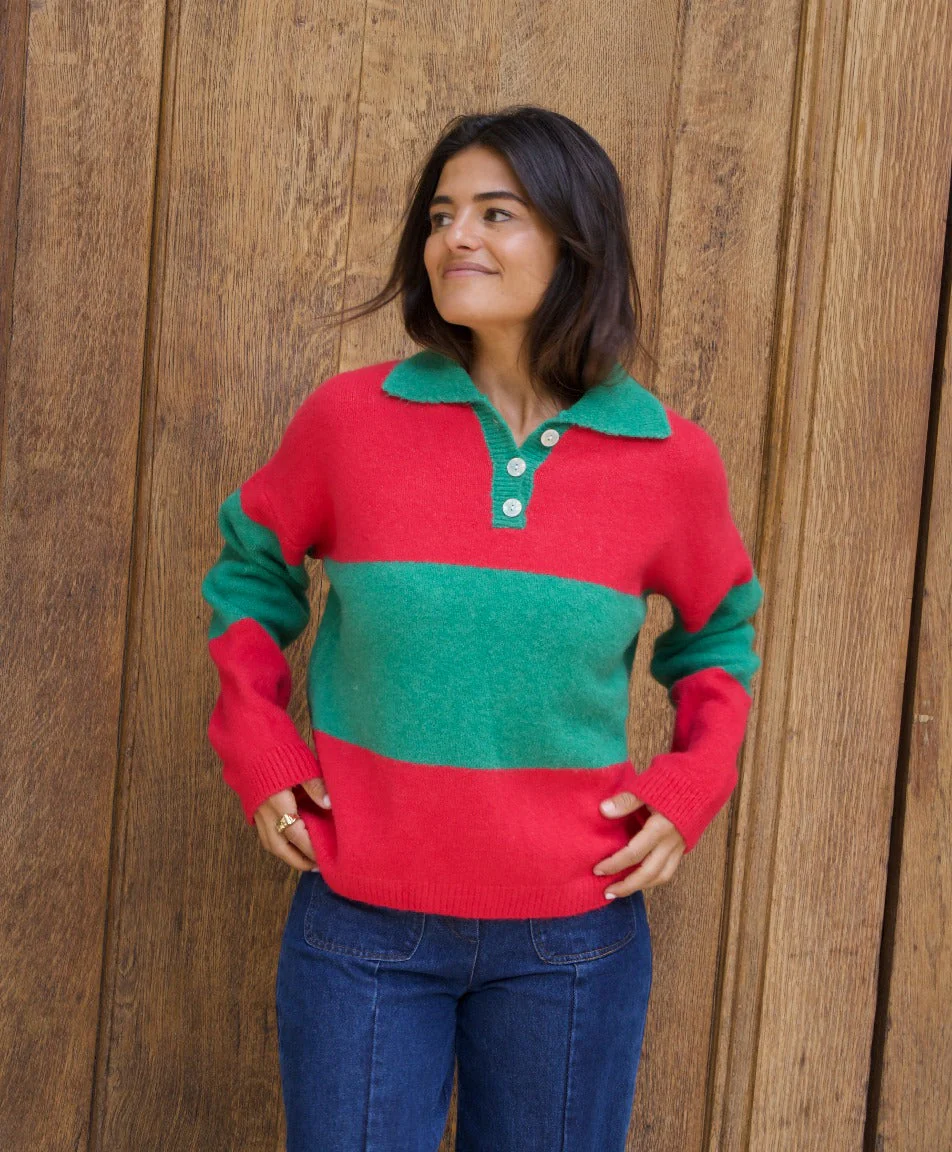 Pull Paola Fuchsia Et Vert - Image 2