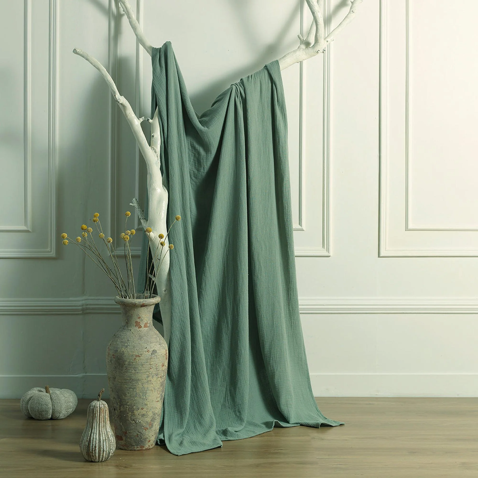Jeté De Lit Carla - Vert Céladon - Gaze De Coton - Image 3