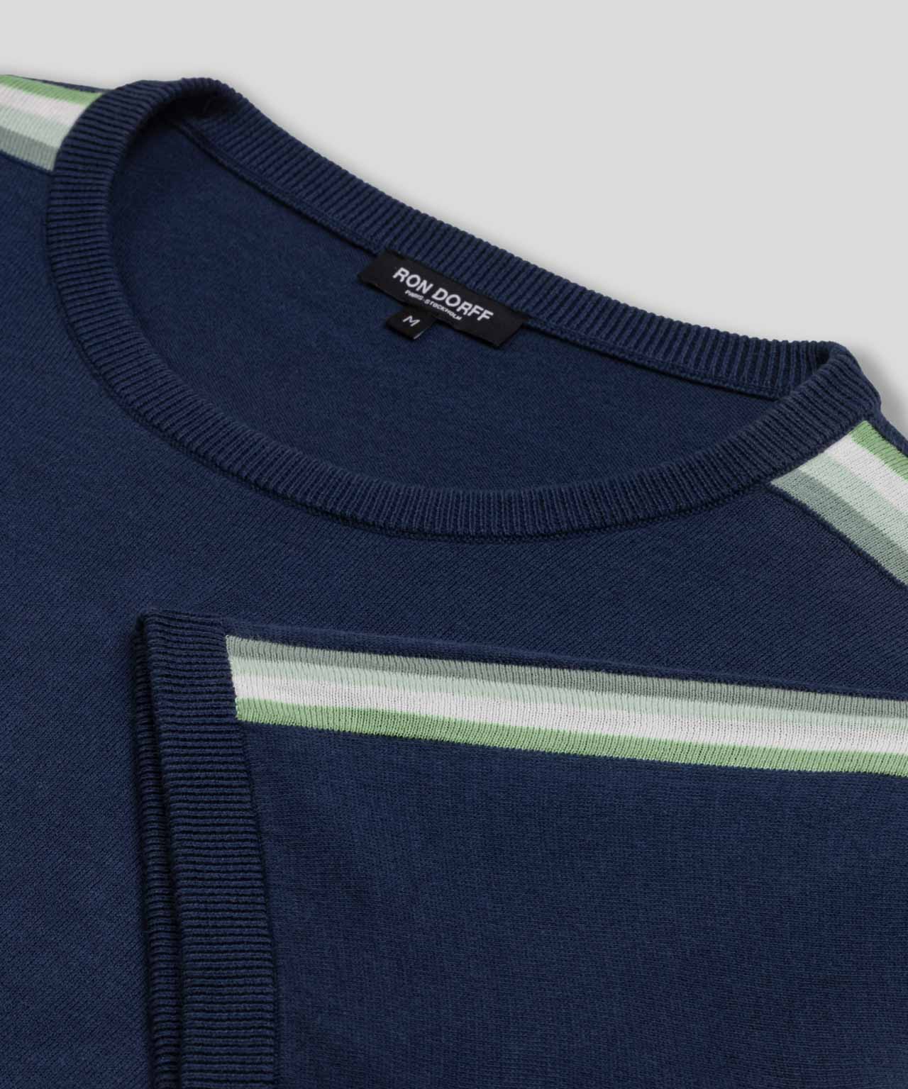 T-Shirt Knitted W. Side Stripes - Deep Ocean - Image 4