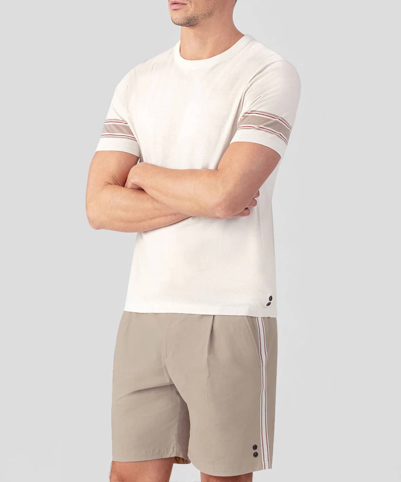 T-Shirt Knitted W. Stripes - Off White - Image 2