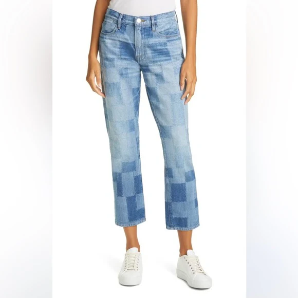 Pantalon Le High Straight Laser Patchwork - Indigo Multi