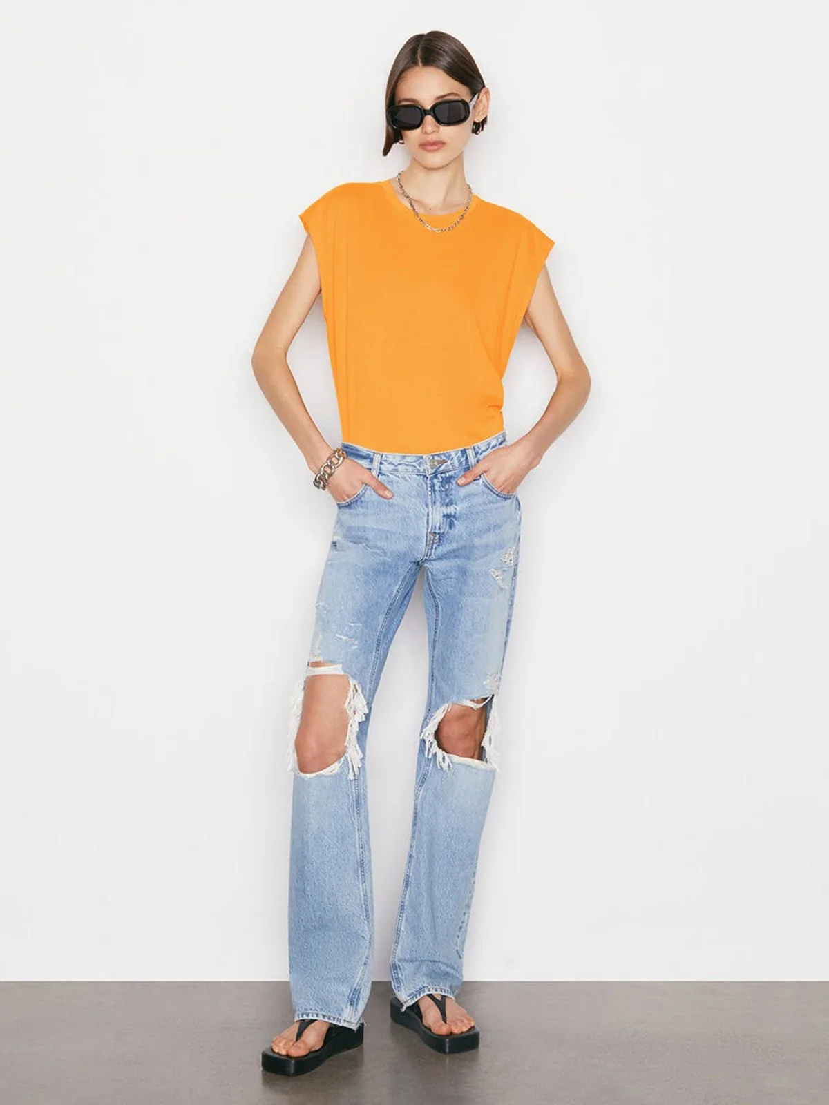 Top Le Mid Muscle Crew - Kumquat - Image 2