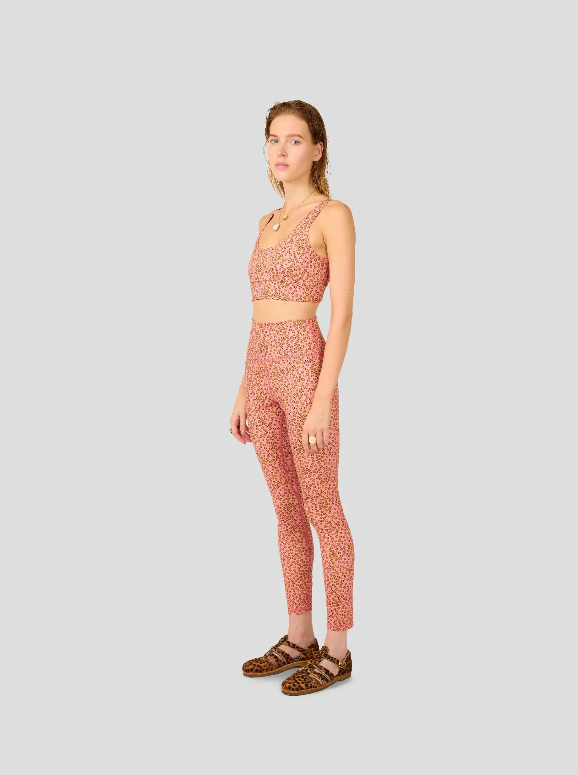 Glue Legging in Canyon Clay Messy Dots Print - Image 2